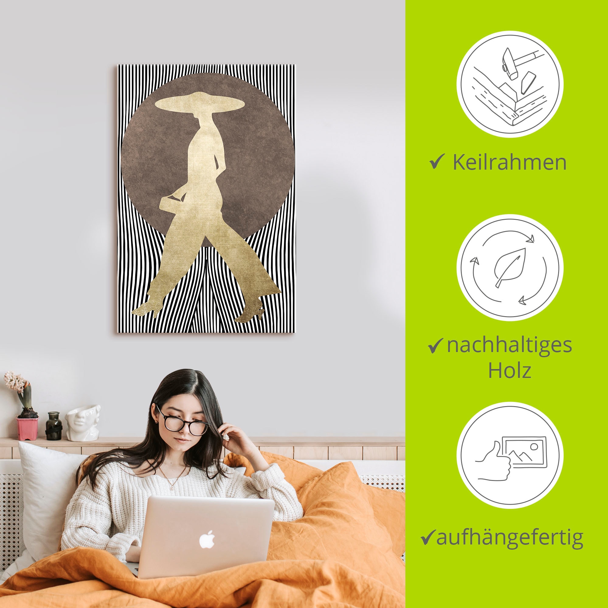 Artland Leinwandbild »Madame Noir« Bilder von Frauen 1 Stk. tlg. auf Holzrahmen gespannt