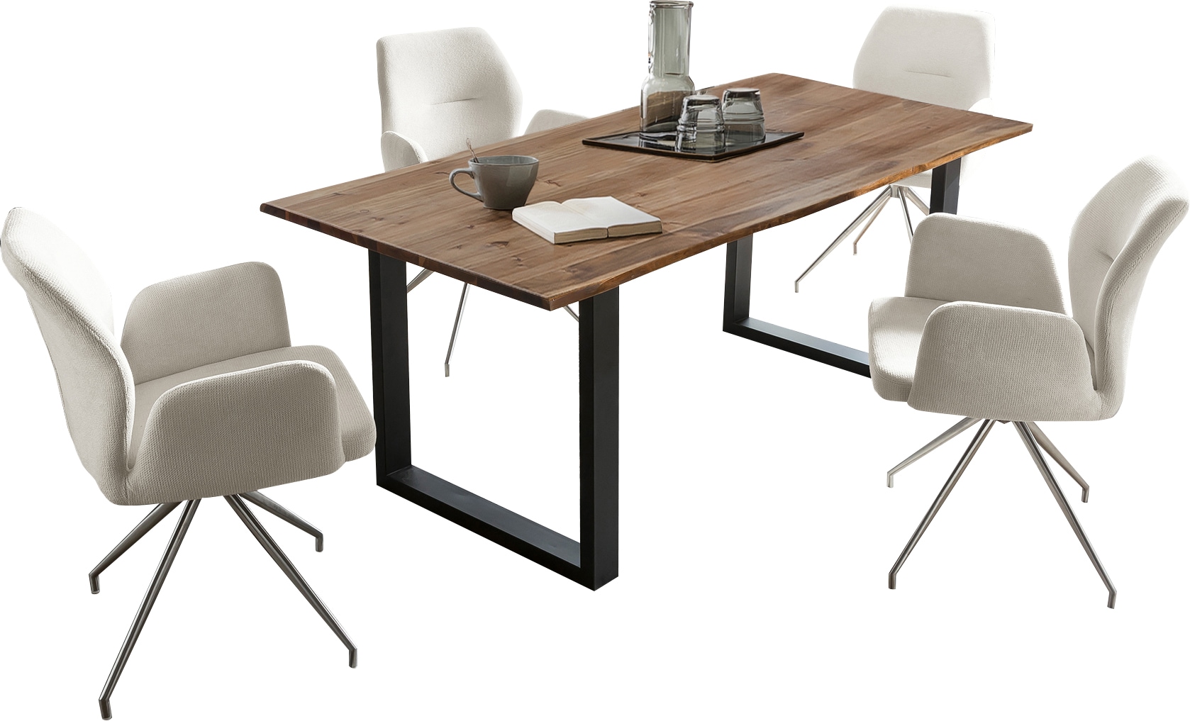 SalesFever Essgruppe »Stilvolle Sitzgruppe« Set, 5 Stk. tlg. Tischplatte behandelt mit OSMO Hartwachs-Öl in seidenmattem Finish