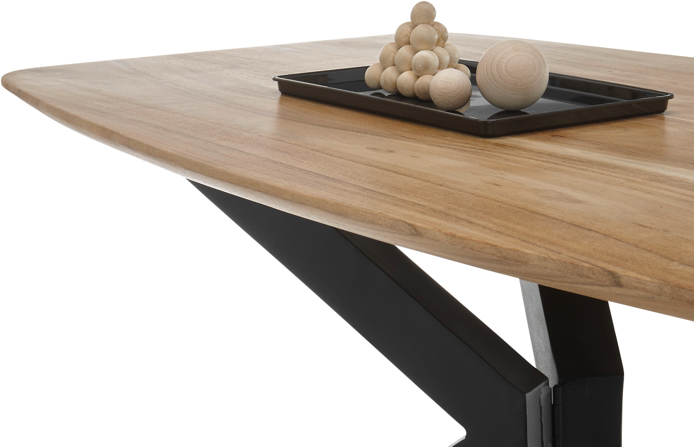 Stolkom Couchtisch »Bill Wohnzimmertisch Akazie Massivholz, BxHxT 110x45x60 cm« Schweizer Kante, Industrial Style Akazie Massivholz