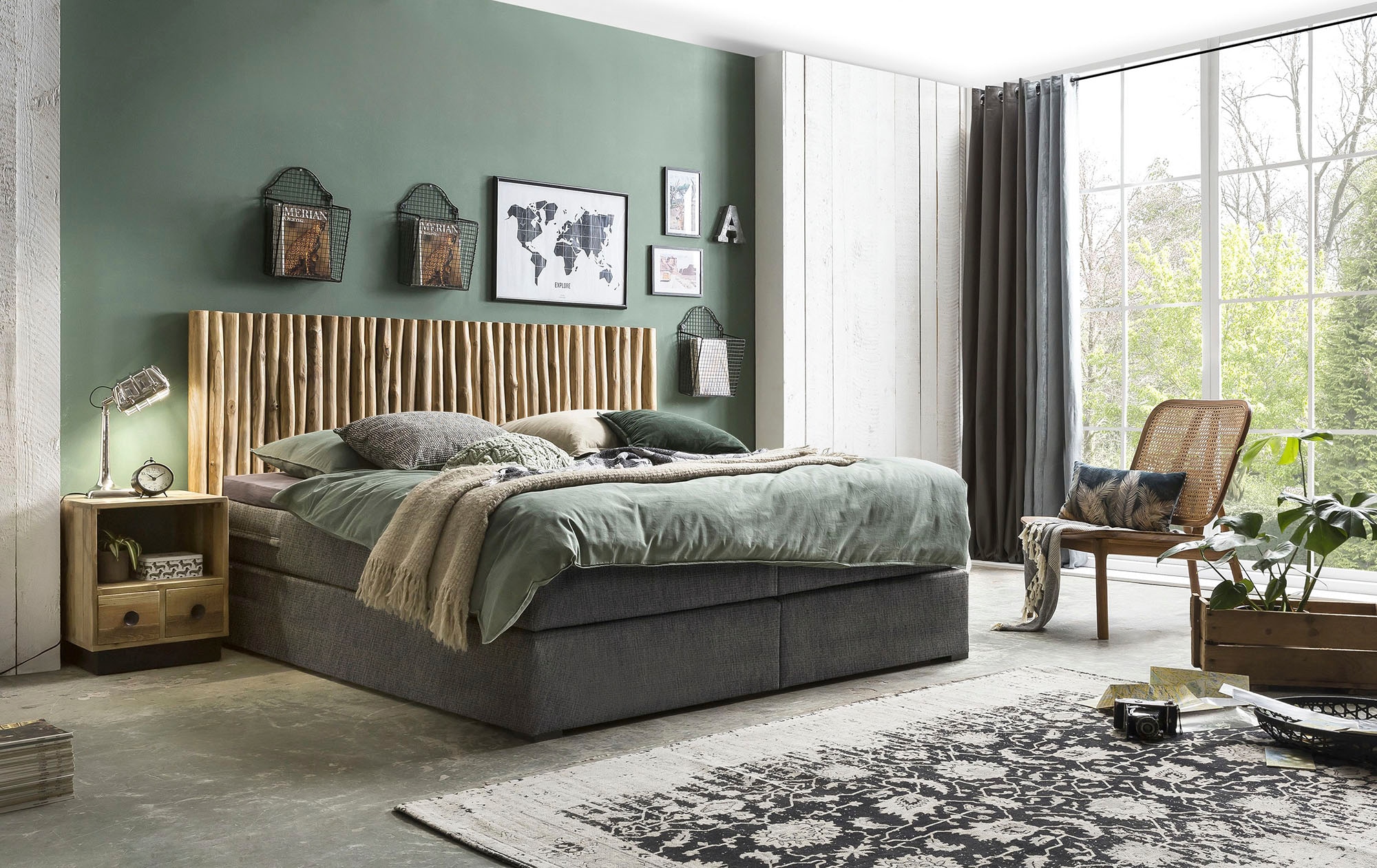 SIT Kopfteil »Bett-Kopfteil Teak Äste Natur Holz Wandpaneel Landhaus Design« Teak Kopfteil aus Naturholz Ästen im rustikalen Landhaus Stil