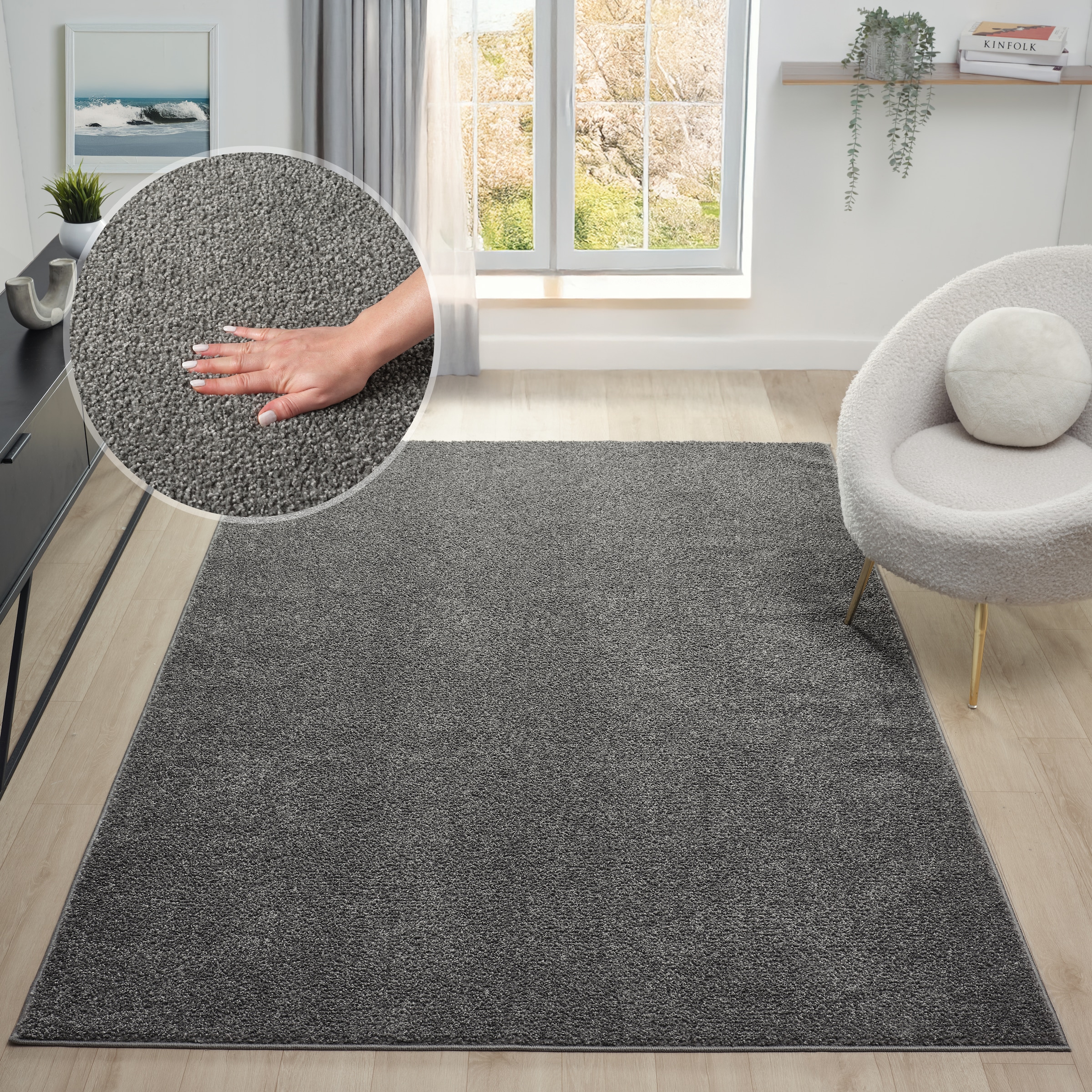 GOODproduct Teppich »Lisam« rechteckig 15 mm Höhe meliert, uni, weich, Wohnzimmer, Schlafzimmer