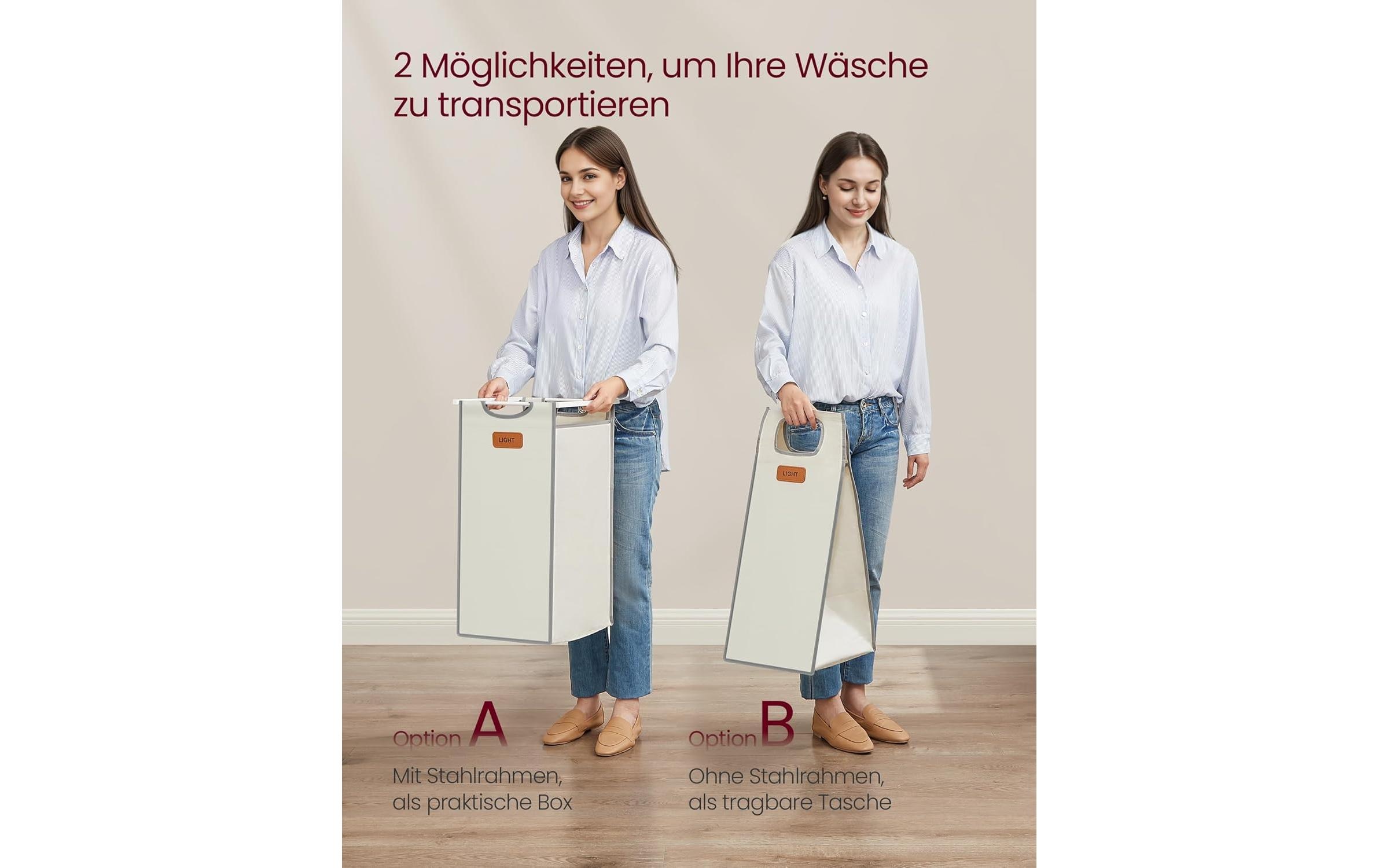 VASAGLE Wäschekorb »mit 3 Fächern 100 l«