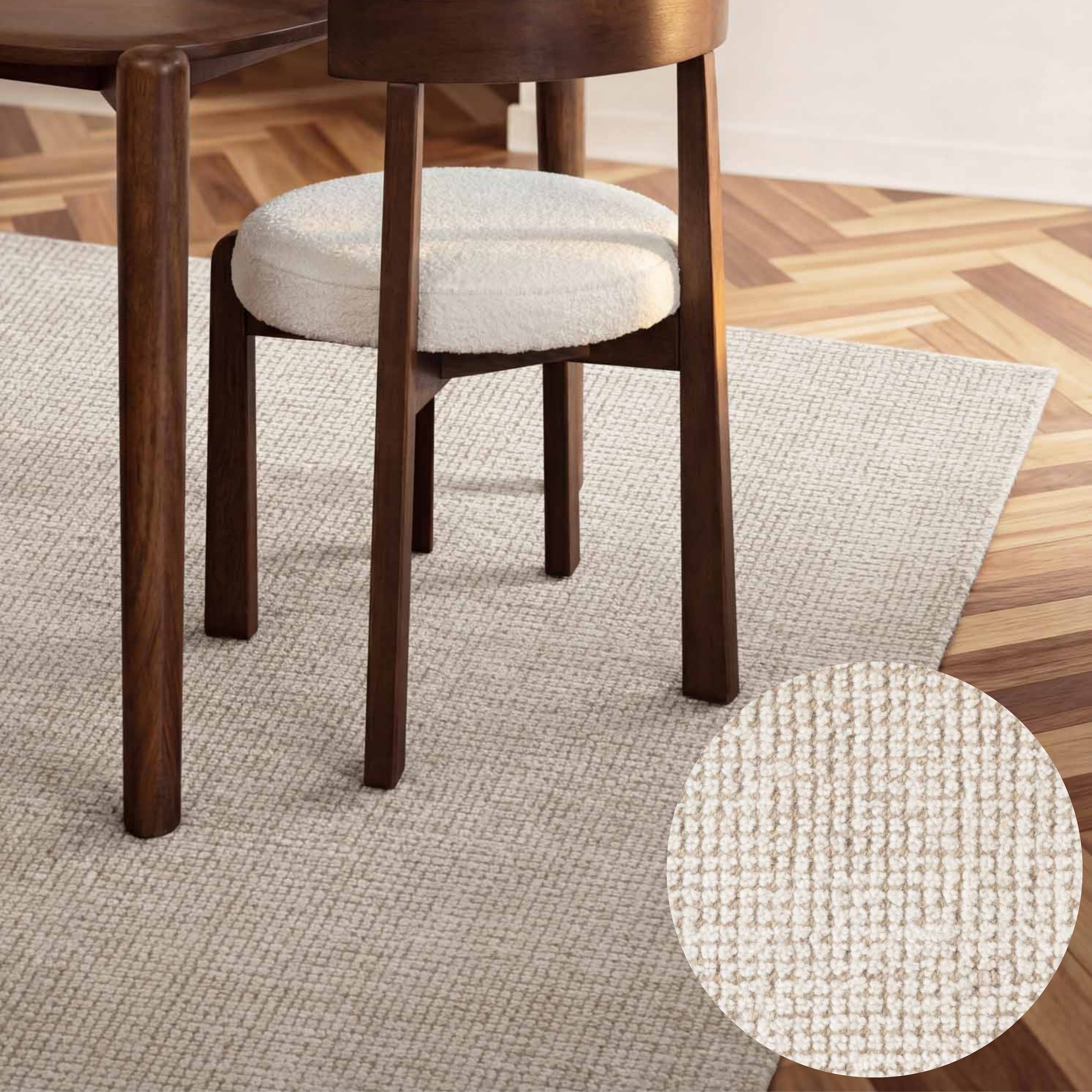 Ted Baker Tapis en laine »Croom , auch in rund« Rectangulaire 10 mm Höhe Wolle, Natur, Handgewebt, Wohnzimmer, Schlafzimmer, Modern, Skandi