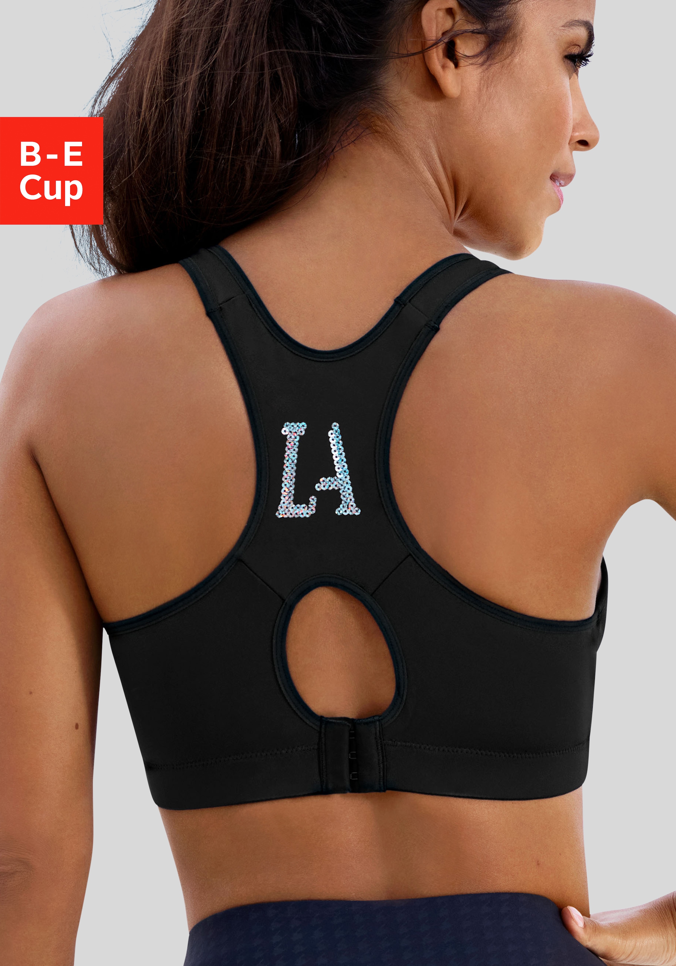 LASCANA ACTIVE Soutien-gorge de sport mit LA-Buchstaben aus funkelnden Pailletten aus Coolmax-Material
