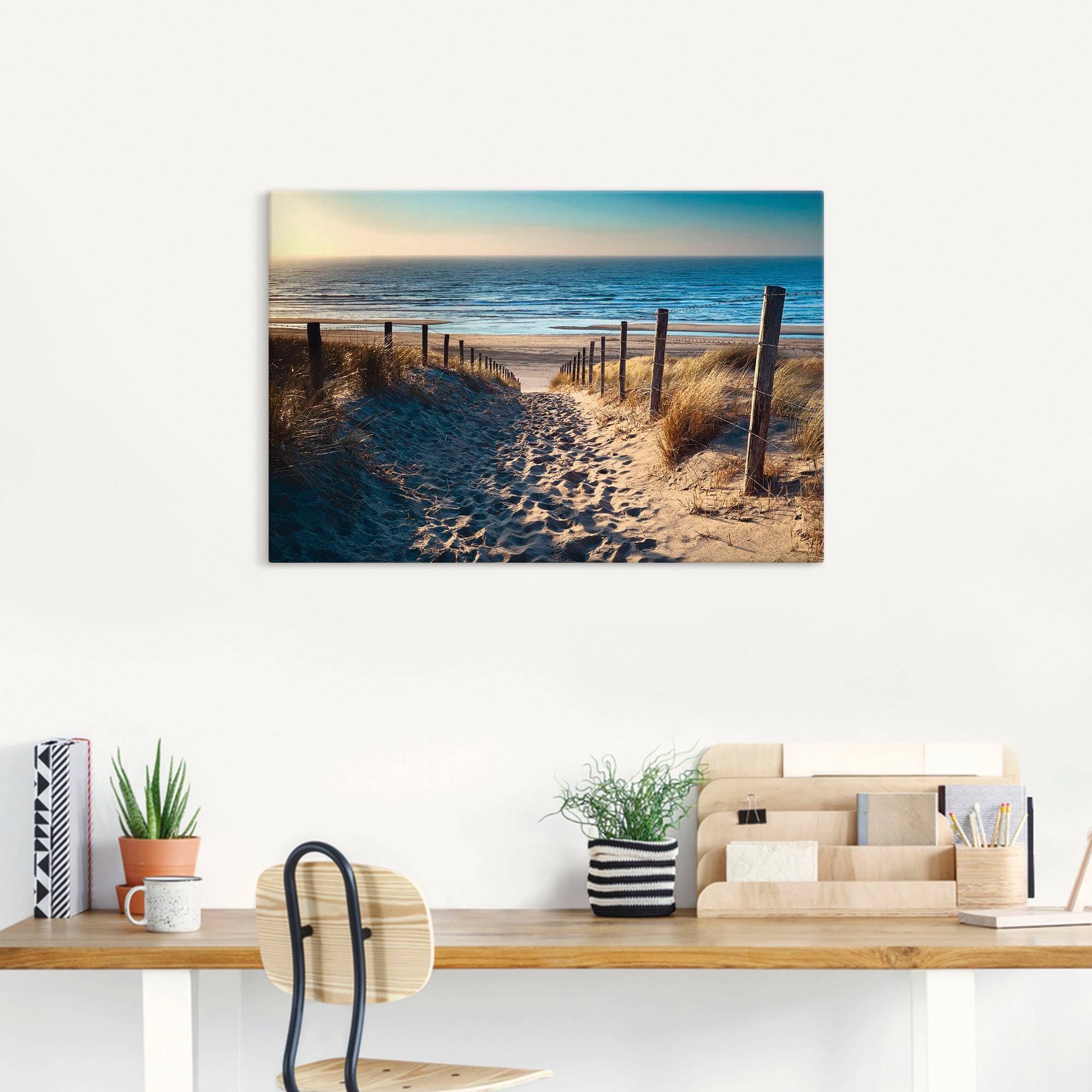 Artland Wandbild »Weg zum Nordseestrand Sonnenuntergang« Strand 1 Stk. tlg. als Alubild, Leinwandbild, Poster in verschied. Grössen