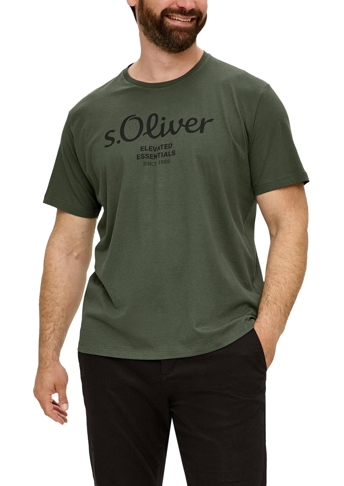 s.Oliver Men Big Sizes Kurzarmshirt mit Logo-Print/Grosse Grössen