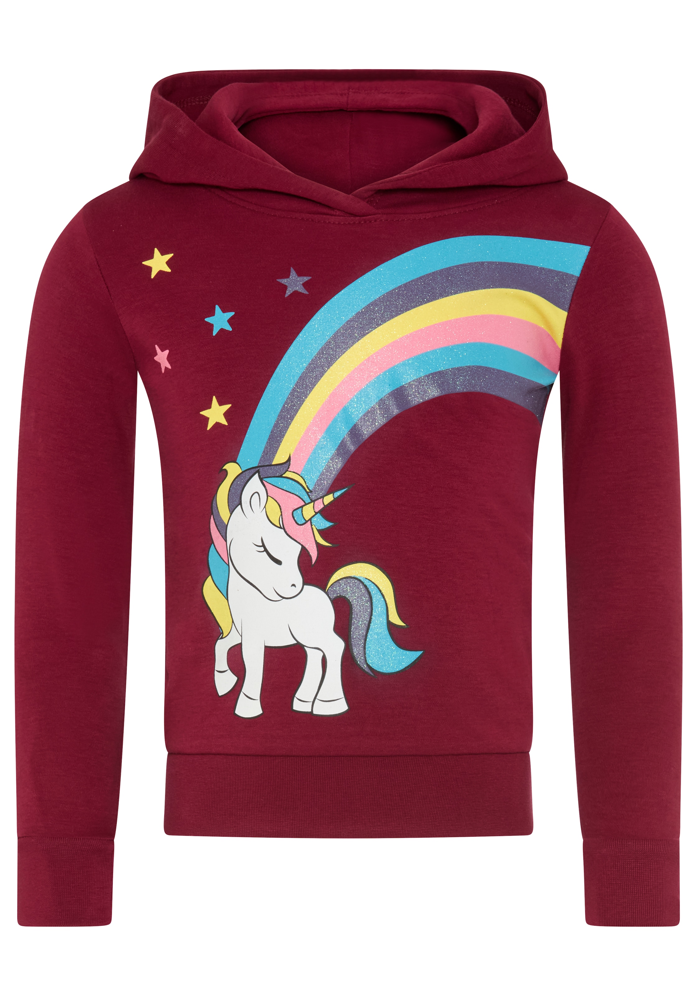 KIDSWORLD Langarmshirt »mit EINHORN Regenbogen« Einhorn-Druck, Langarm,  Basic-Passform,  aus Baumwolle
