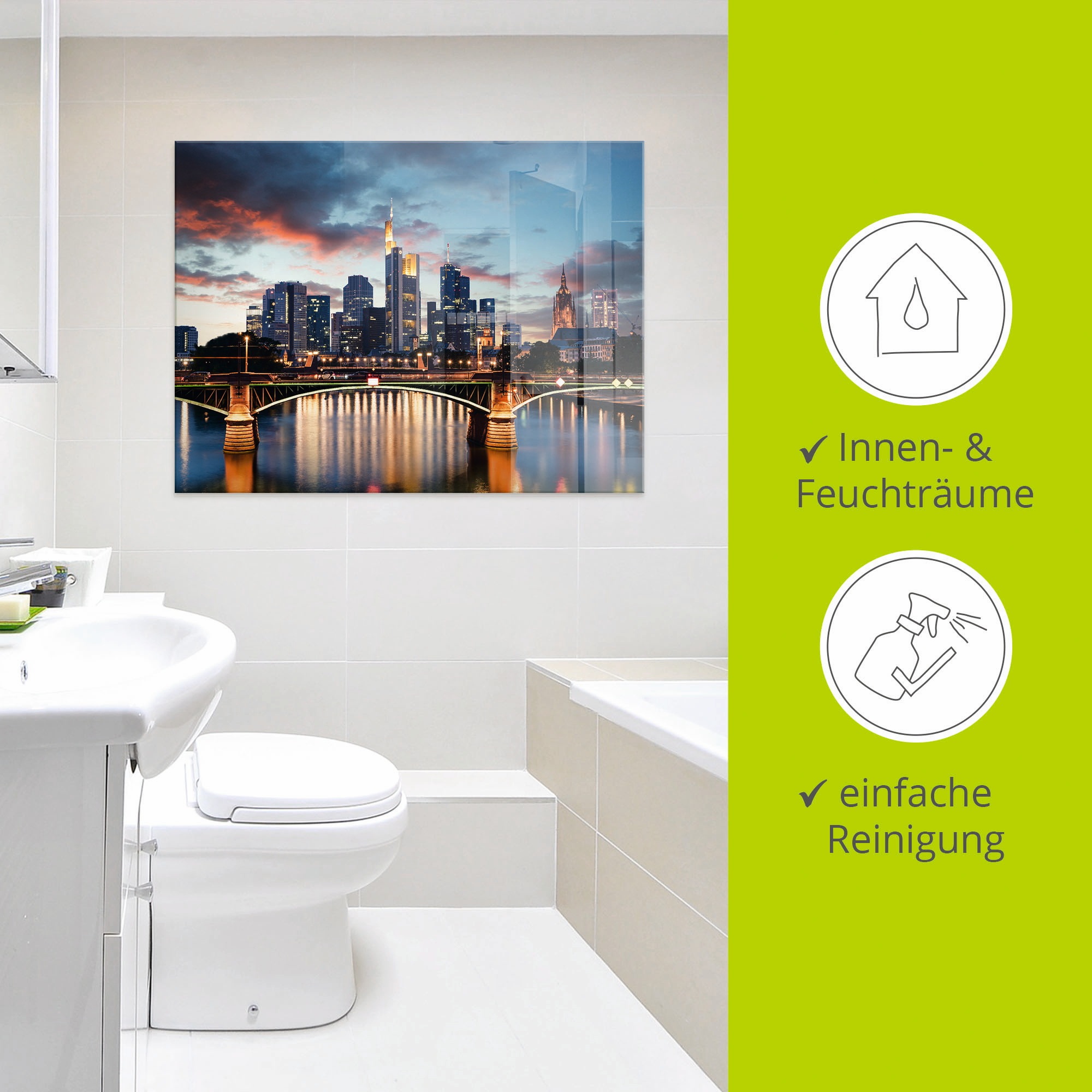 Artland Tableau en verre »Frankfurt am Main Skyline II« 1 cuis tlg. in verschiedenen Grössen