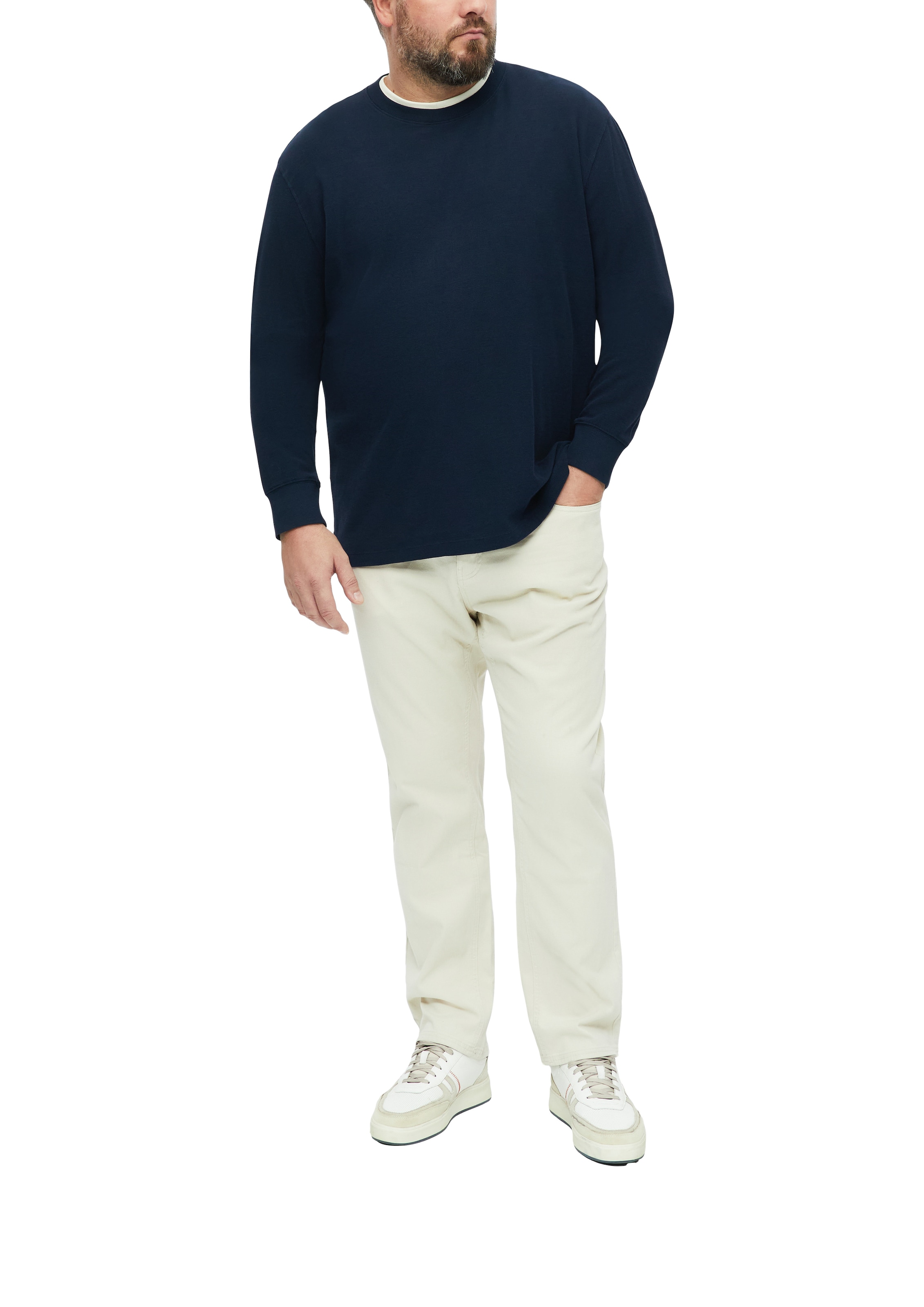 s.Oliver Men Big Sizes T-shirt à manches longues La bordure côtelée et les poignets côtelés assurent un bon maintien