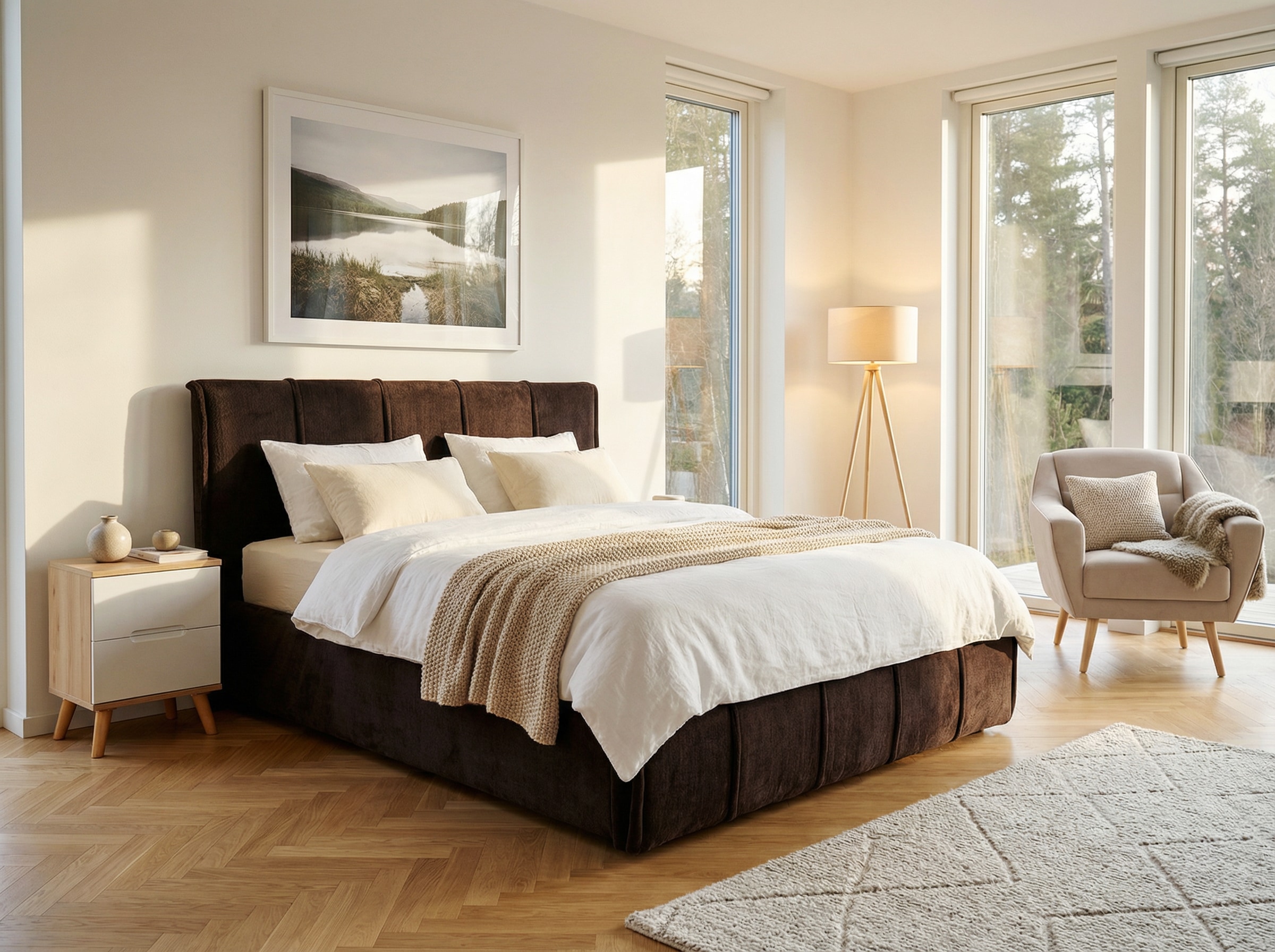 GOODproduct Lit rembourré »EVELLINA in der Grösse 180x200 cm, mit flauschigem Stoff bezogen« wahlweise mit Lattenrost und King-Matratze (28cm)