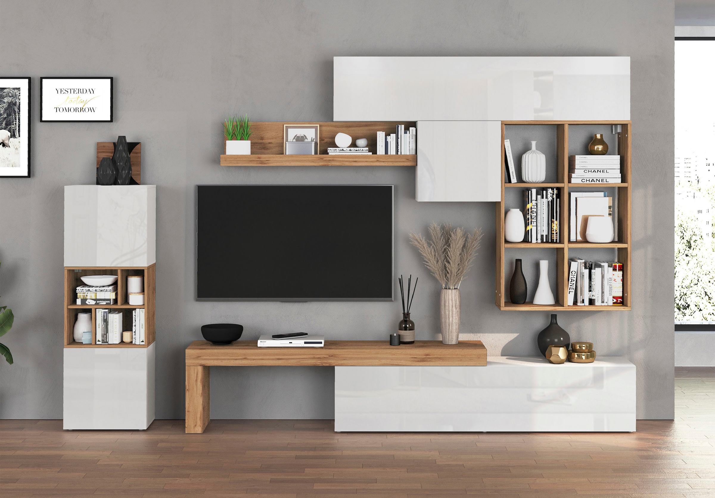 GOODproduct Wohnwand »Chronos Wohnwand, Medienwand, 8-er set« 8 Stk. tlg.