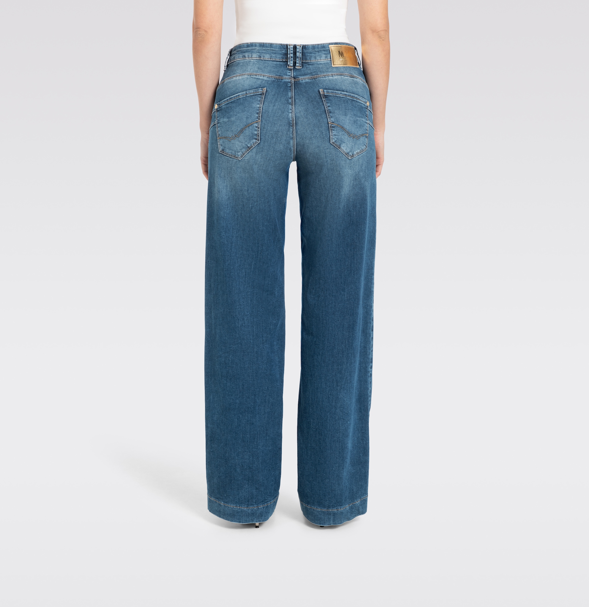 MAC Stretch-Jeans »RICH PALAZZO« Naht-Details an den Gesässtaschen