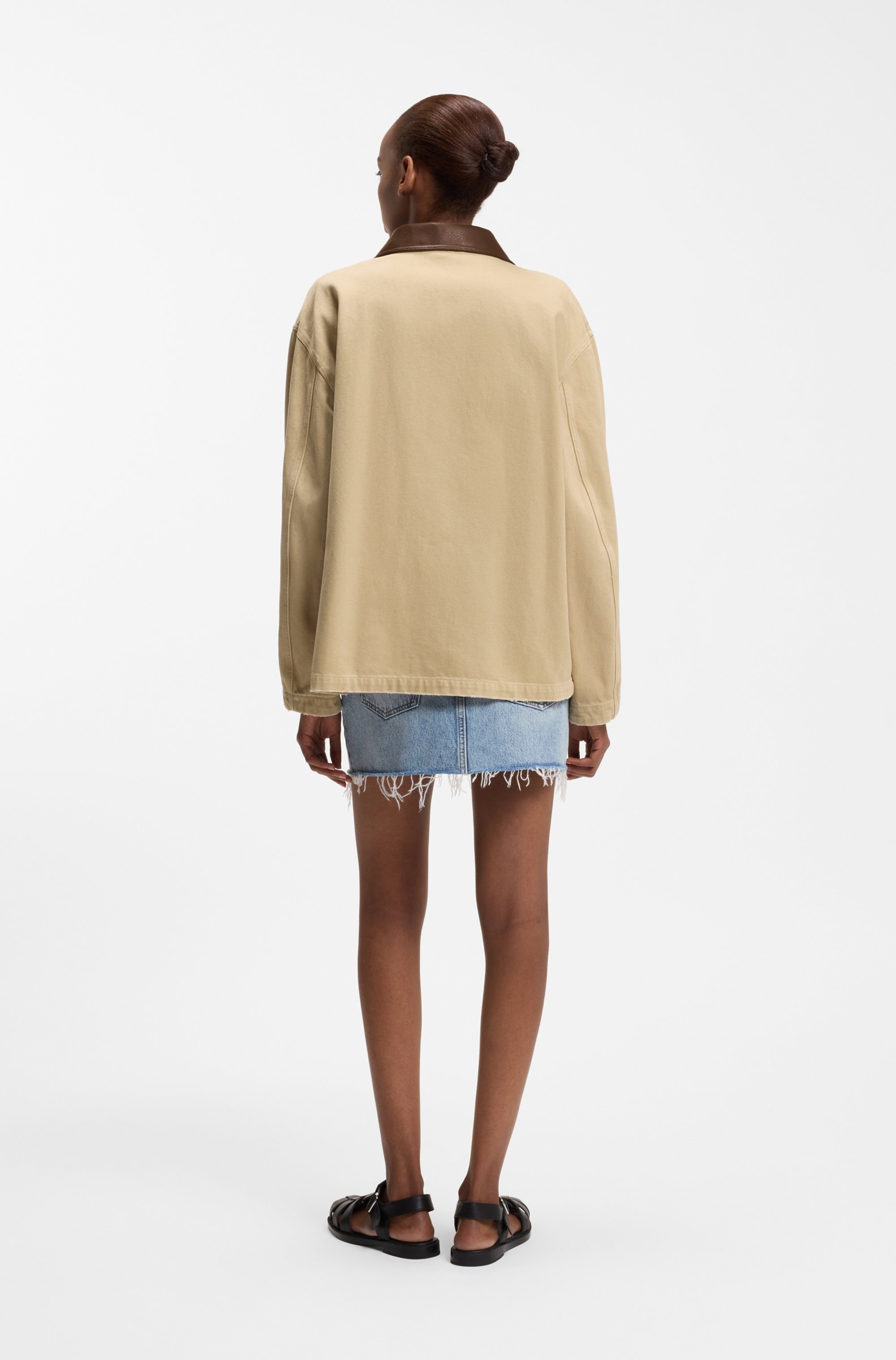 HUGO Blue Hemdjacke »Flimane« mit Kontrastkragen, oversize