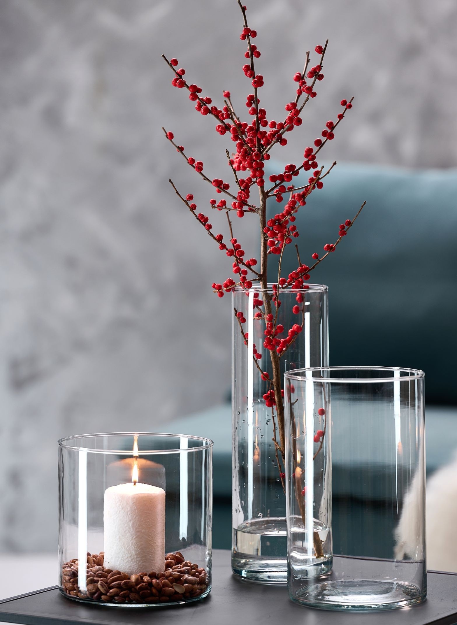 Ritzenhoff & Breker Vase de table »Klares Glasvasen-Set Leonie, 3-teilig, sortiert« harmonische Arrangements, moderne Zylinderform, vielseitig einsetzbar