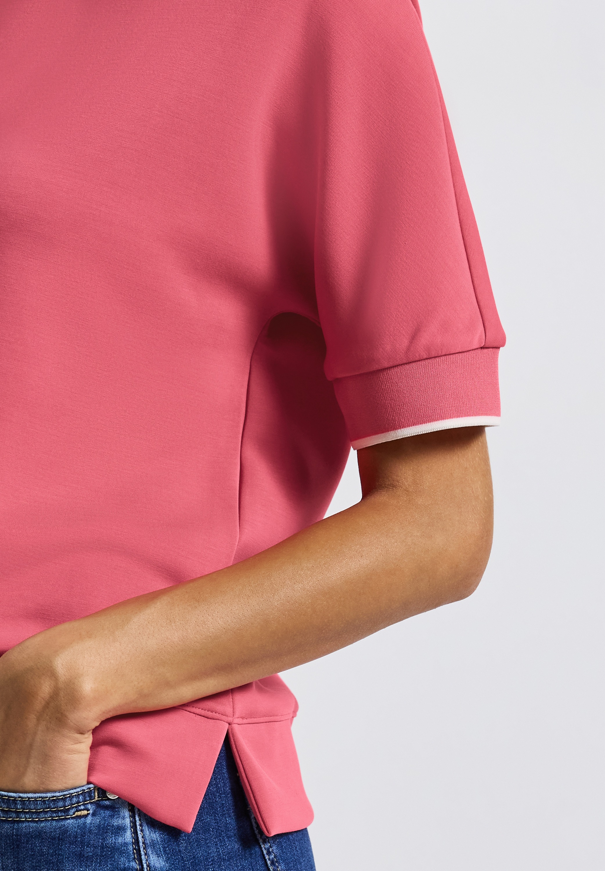 STREET ONE T-Shirt im Silk-Look, mit Rundhals, halbarm