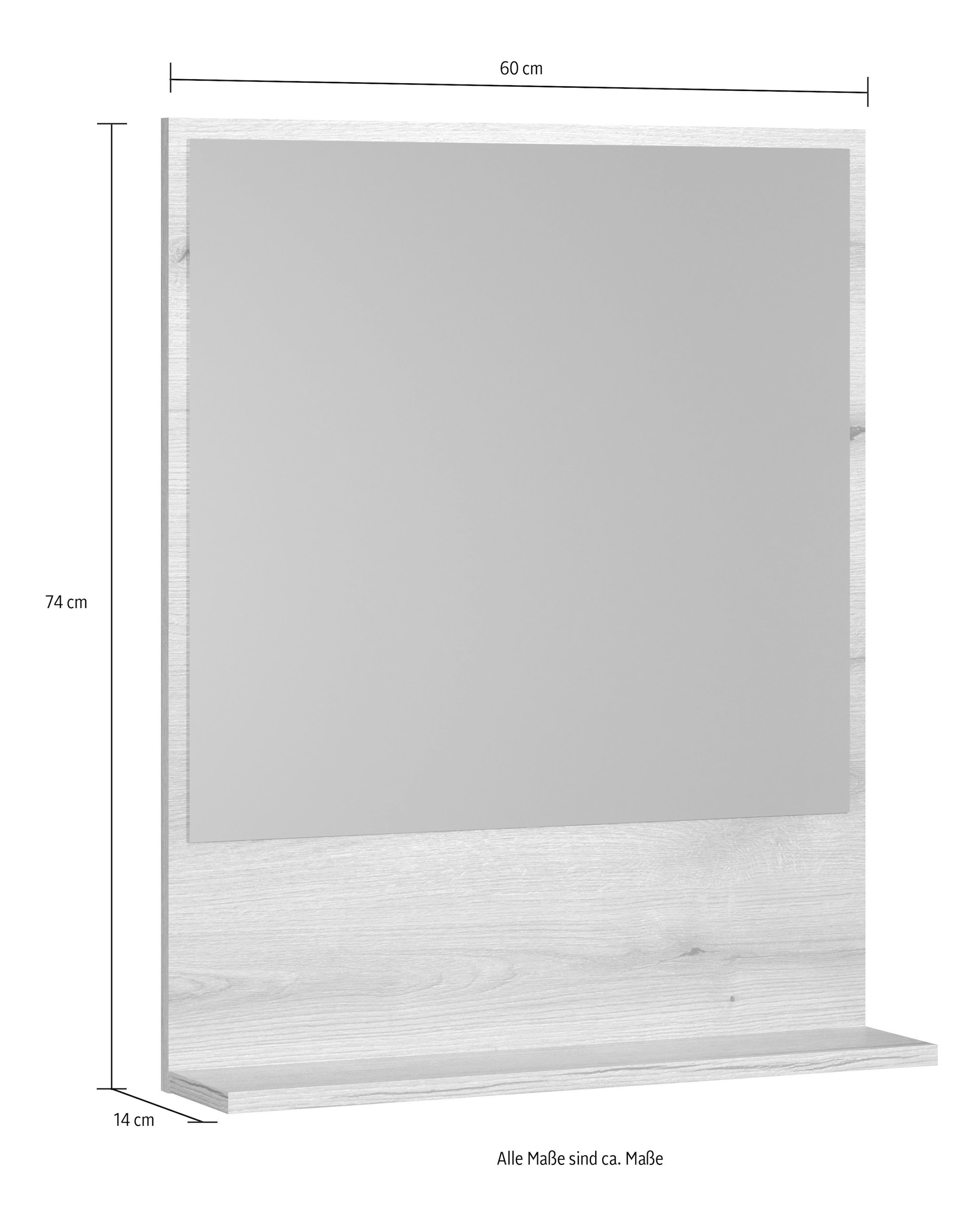 welltime Miroir de salle de bain »Amrum« Wandspiegel mit Ablage - (B/T/H) wahlweise 60 bis 80/14/74 cm