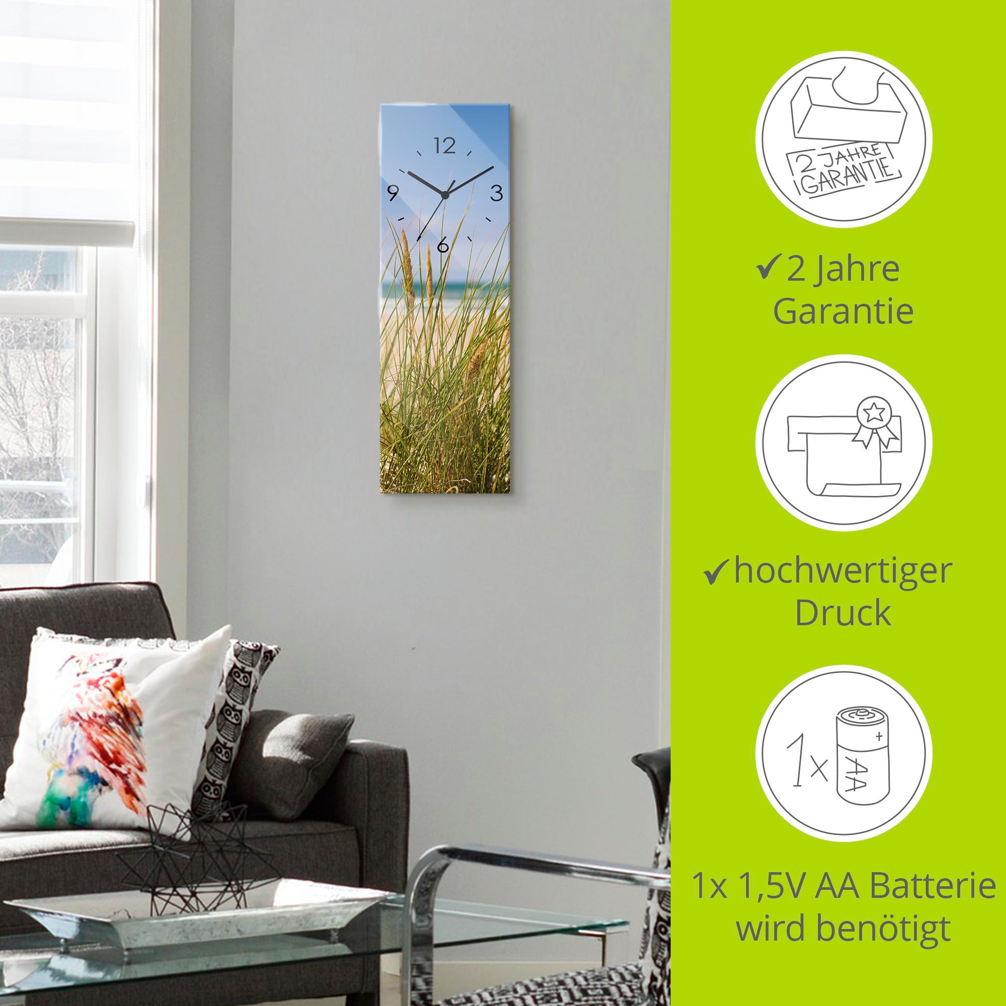 Artland Wanduhr »Dünengras« wahlweise mit Quarz- oder Funkuhrwerk, lautlos ohne Tickgeräusche