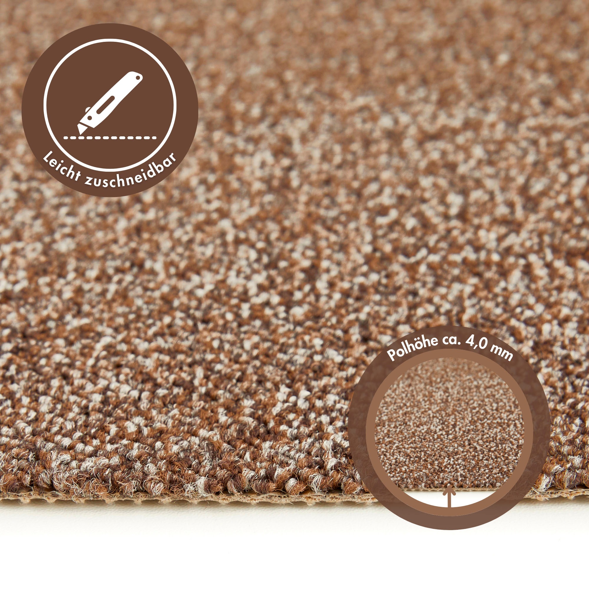 Andiamo Teppichboden »Matz, Schlinge, Made in Belgium« rechteckig 6 mm Höhe meliert, Breite 400 cm oder 500 cm, strapazierfähig & pflegeleicht