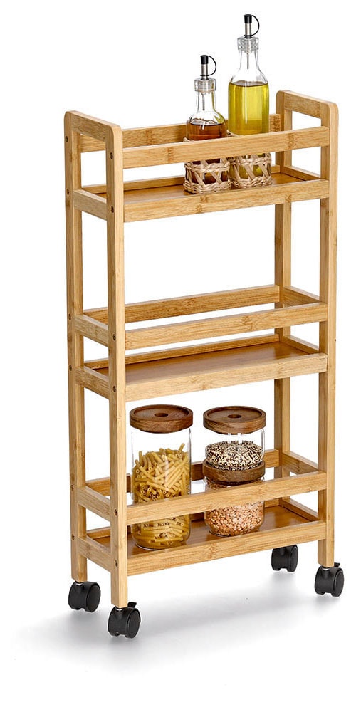 Zeller Present Rollwagen natur, Bambus / MDF, inkl. 4 Rollen