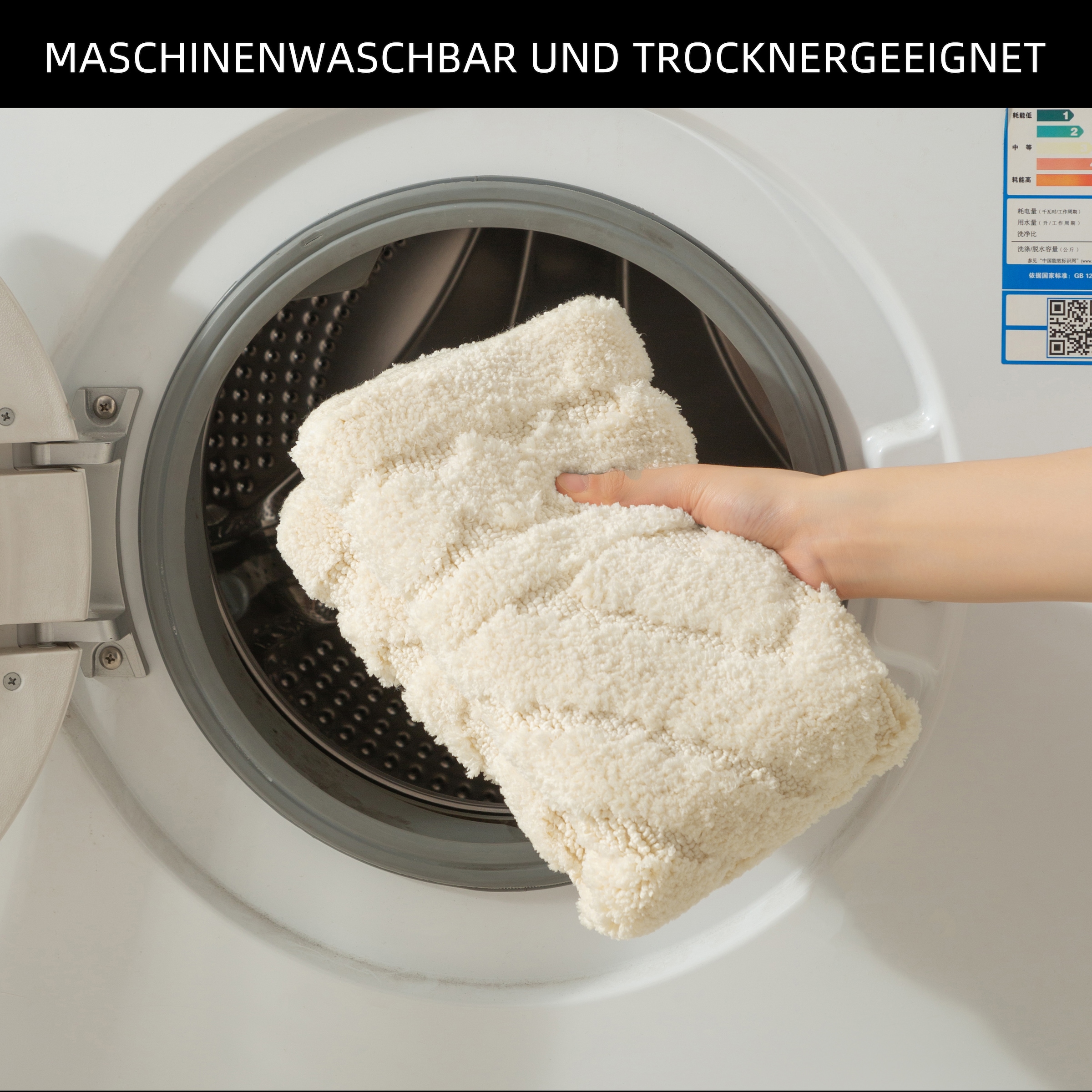 my home Tapis de bain »Louvres, Badvorleger, Badezimmer Teppich, Duschvorleger« Höhe 10 mm Badteppich, Uni Farben, Hoch-Tief Effekt, Boho-Style