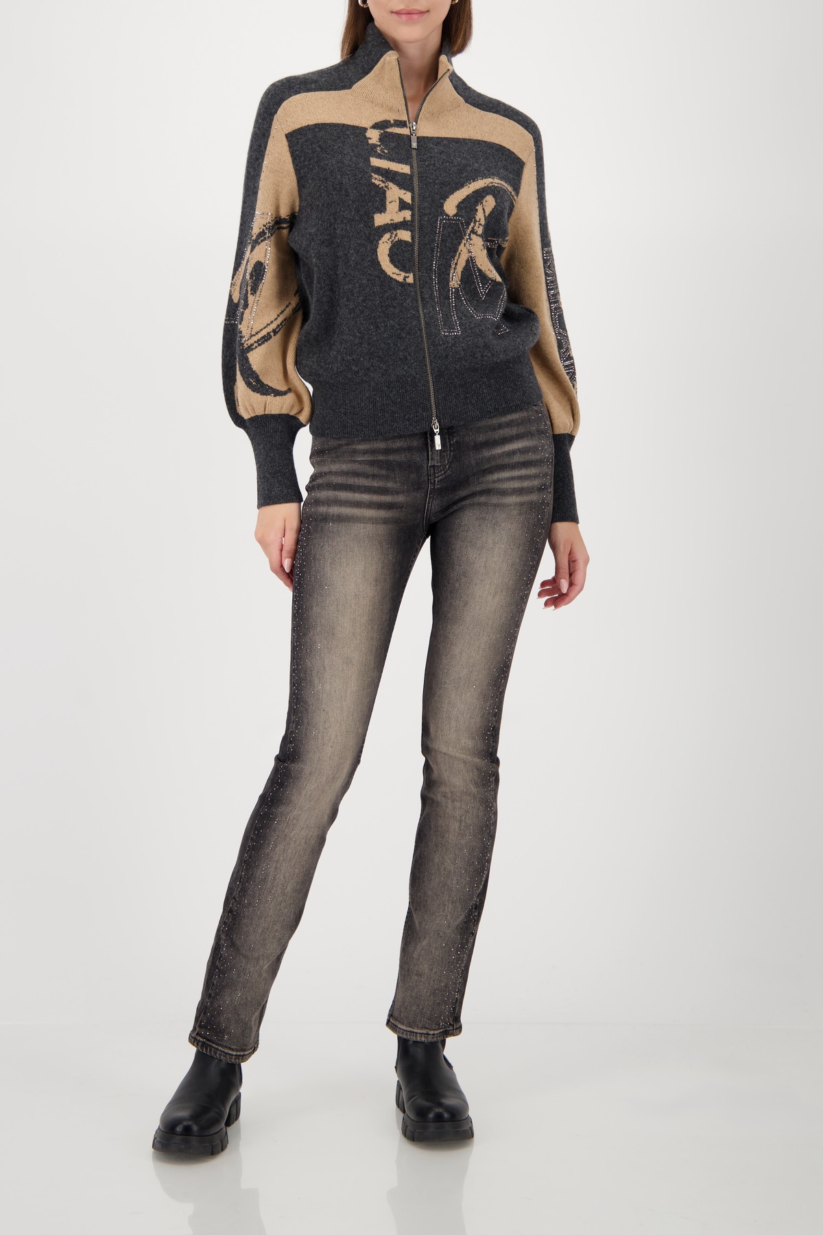 Monari Straight-Jeans Regular fit mit Strasssteinen