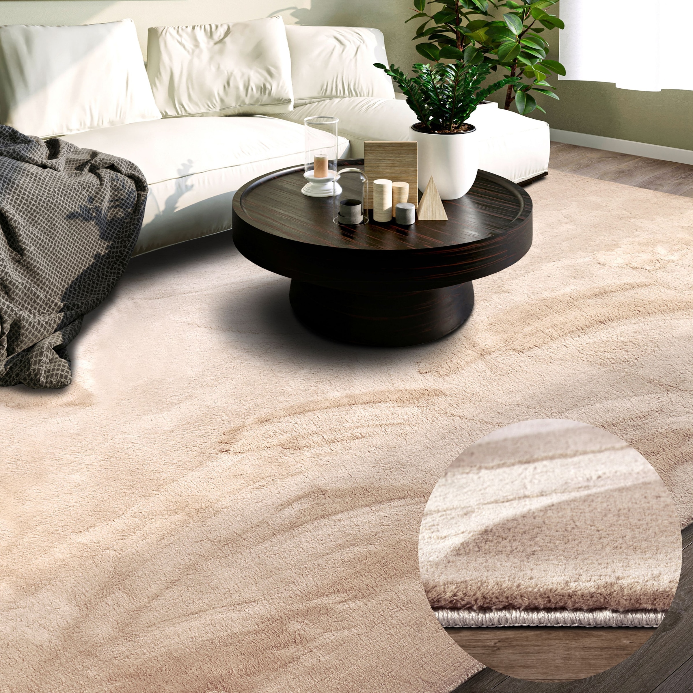 Villeroy & Boch Teppich »Leon« rechteckig 15 mm Höhe Langflor, Shaggy, uni, flauschig weich, glänzend, Kaninchenfell Haptik