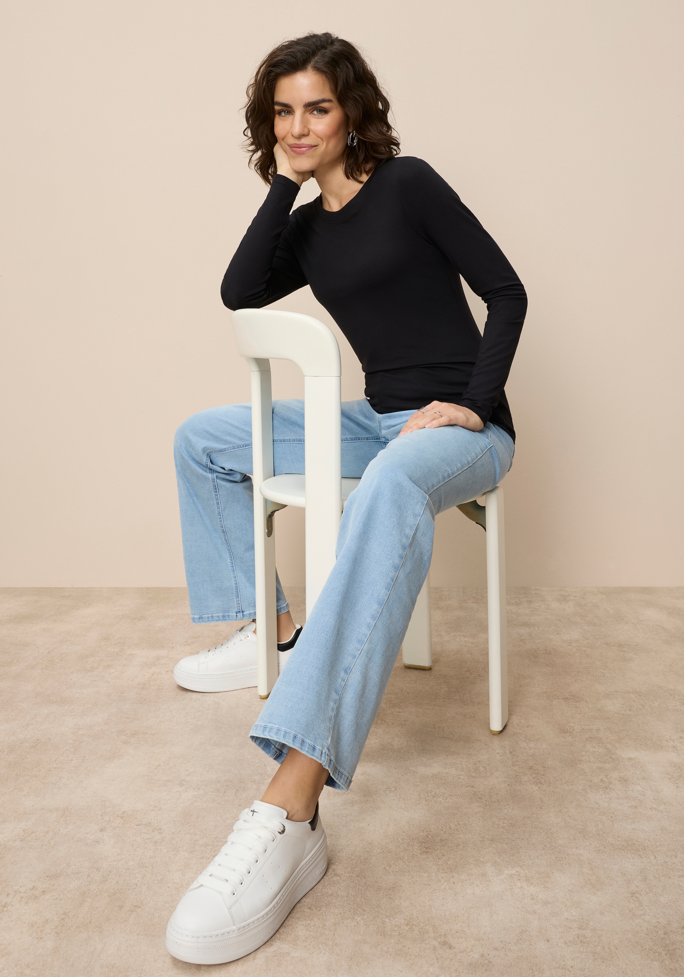 Tamaris T-shirt à manches longues langärmliges Basicshirt mit Rundhalsausschnitt