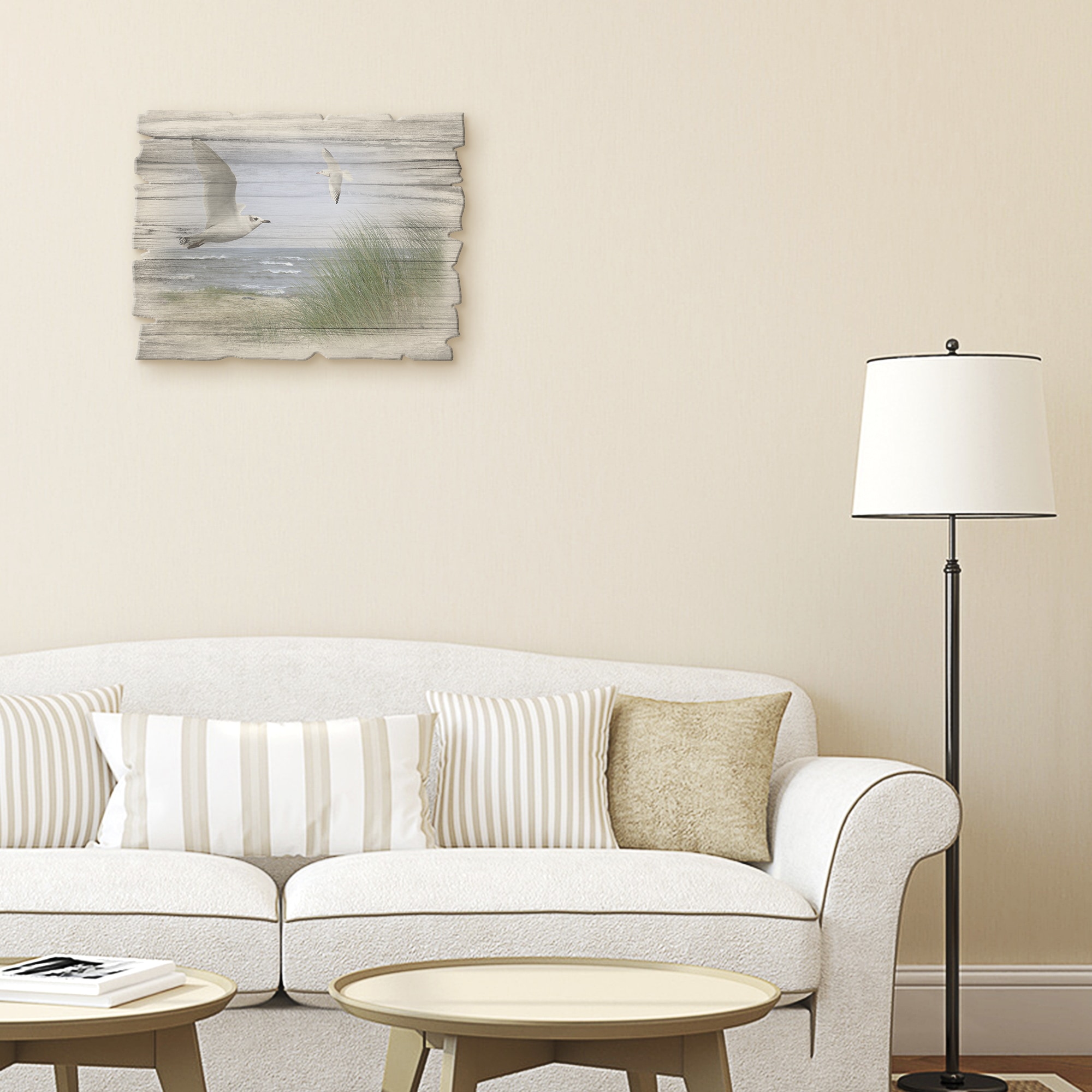 Artland Tableau en bois »Nordseestrand mit Möwen« 1 cuis tlg.