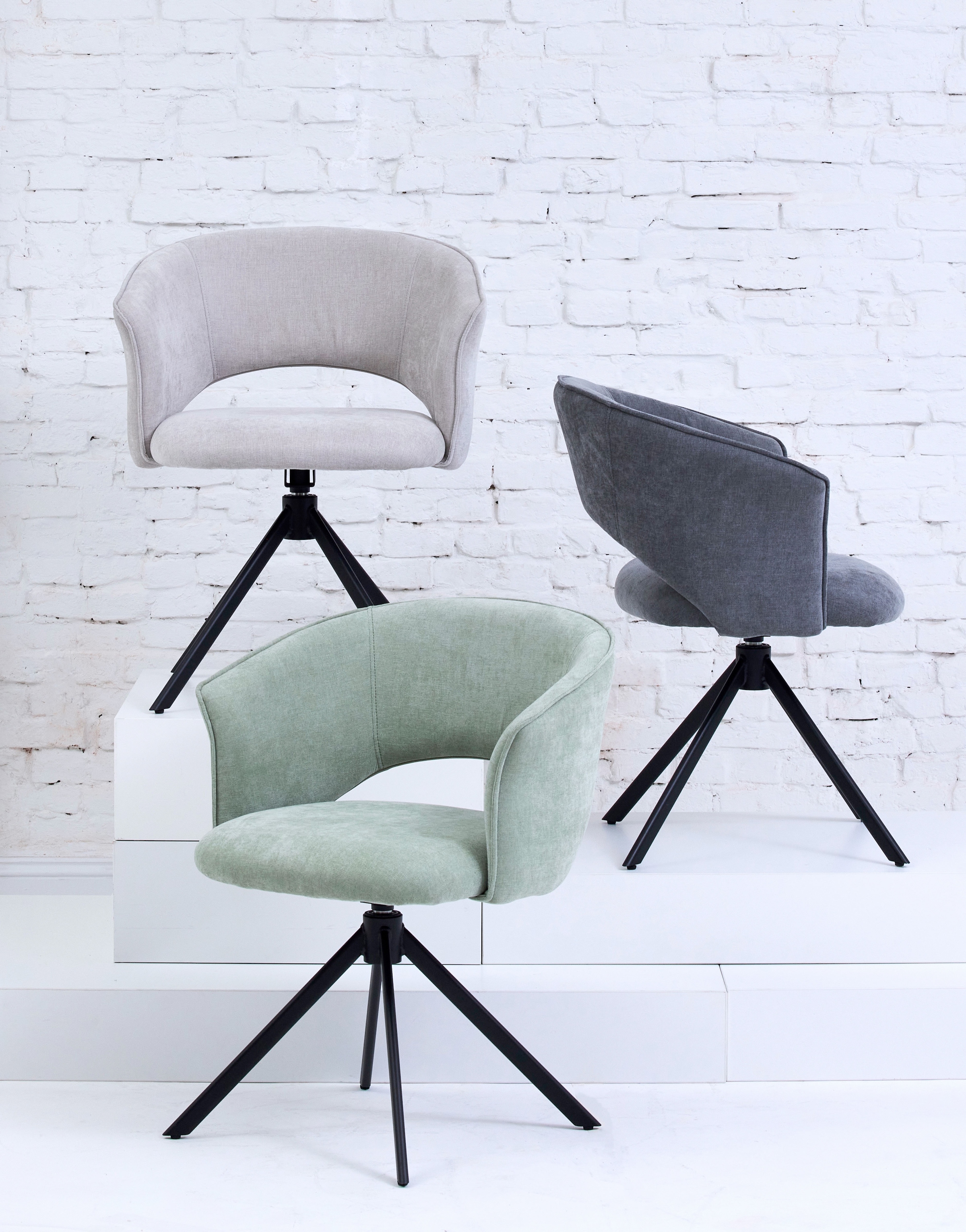 TOM TAILOR HOME Chaise avec accoudoirs »CURVY ARMCHAIR« (Set) 2 cuismit Armlehnen, drehbar, Rückholfunktion, Rückenausschnitt