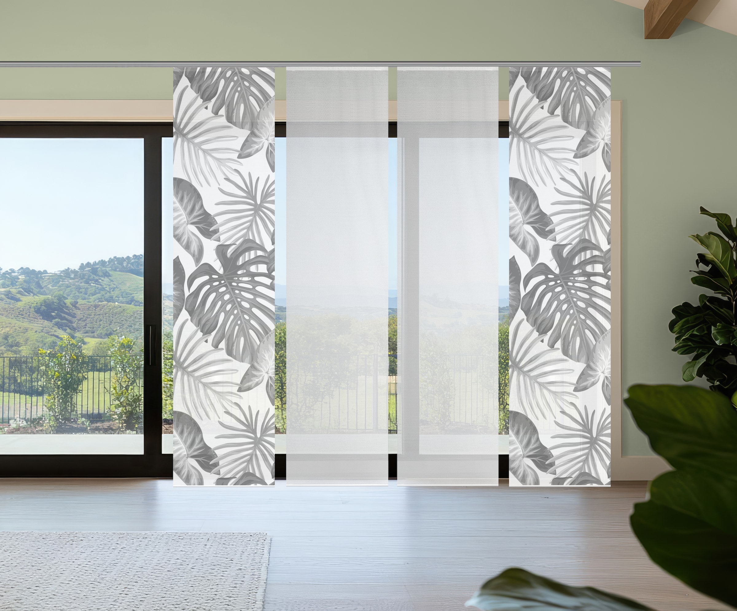 Vision S Rideau coulissant »SANJA« Support de panneau 4 cuis tlg. rideau coulissant, aspect bambou, impression numérique, SET
