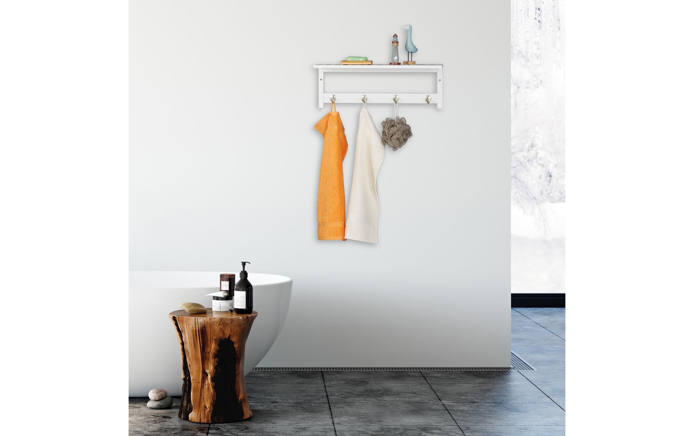 relaxdays Wandregal »Wandregal mit 4 Haken«