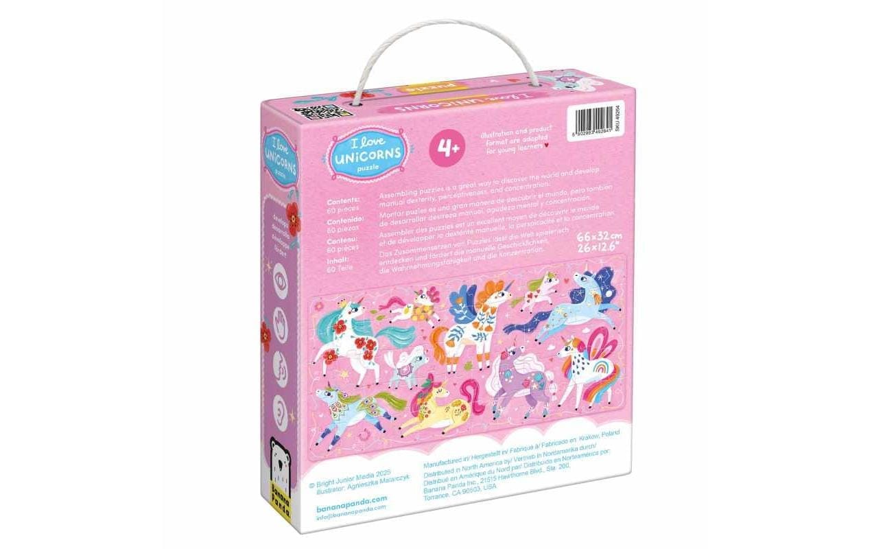   Puzzle »Banana Panda Ich liebe Einhörner Puzzle Pappe 60 Teile« Englisch, Multilingual
