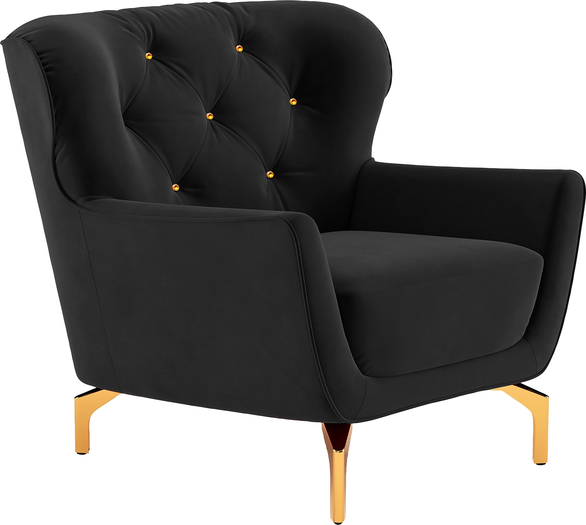sit&more Sessel »Orient 3« inkl. 1 Zierkissen mit Strass-Stein, goldfarbene Metallfüsse