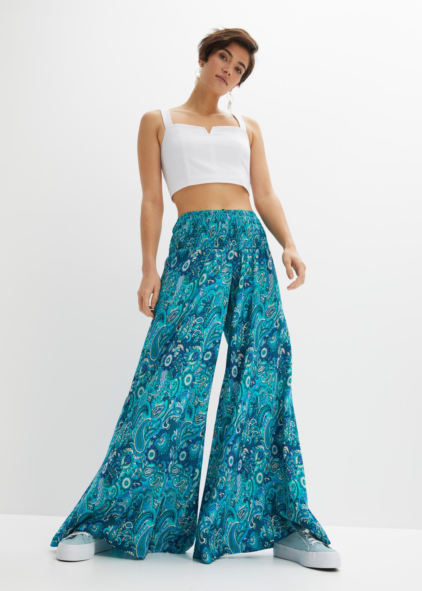 bonprix Palazzohose  aus reiner Viskose, Loose Fit, sehr weites Bein, Paisley-Alloverprint