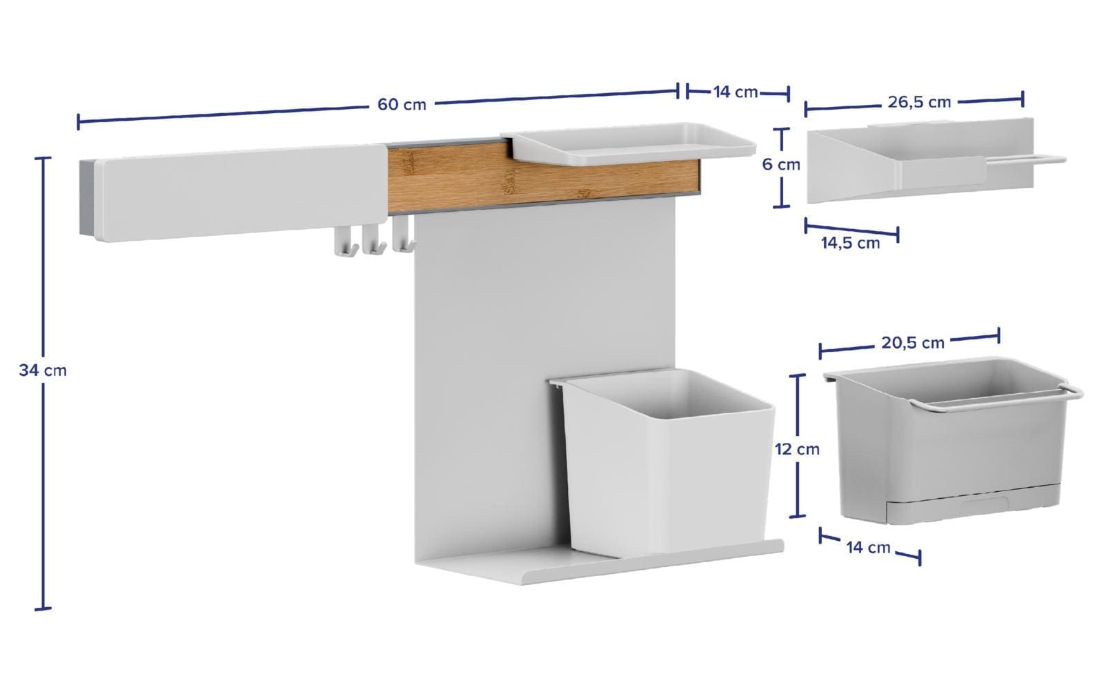 tesa Ablageelement »XL Bambus/Weiss«