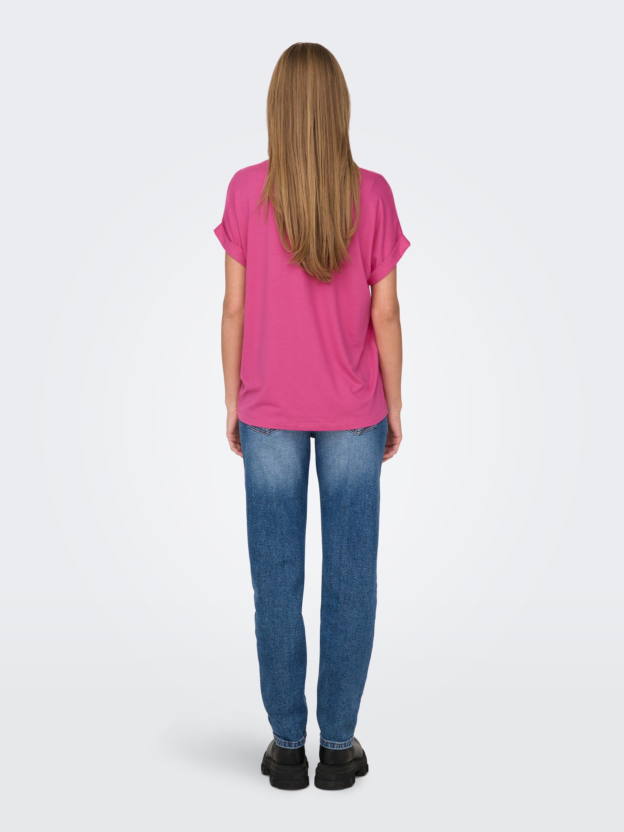 ONLY T-Shirt »ONLMOSTER – Kurzarmshirt mit Aufschlag und klassischem Look« unifarben, casual, regular fit, Viskosemischung, Rundhals