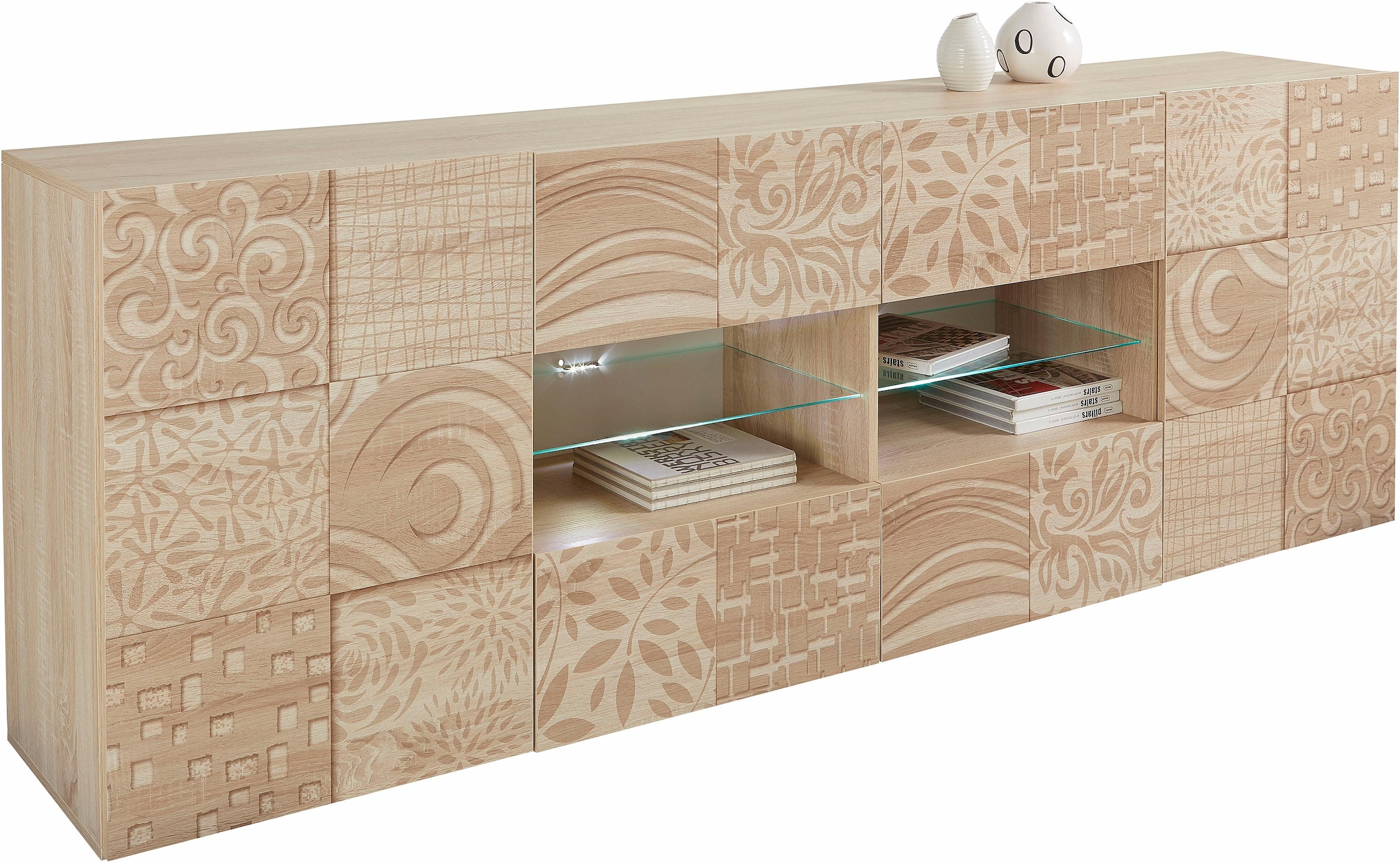Home affaire Sideboard »Miro« Breite 241 cm mit dekorativem Siebdruck