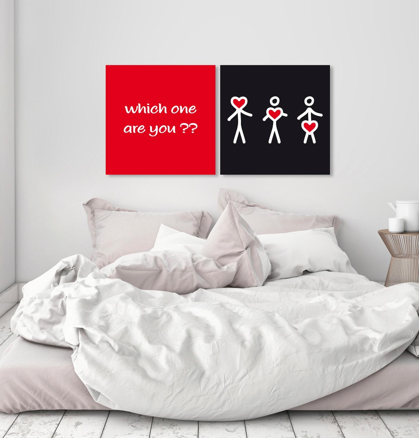 queence Leinwandbild »Herz« Gruppen & Familien | Herz | Herzbilder | Humor | Kunst | Modern | Schriftzug | Schriftzüge | Sprüche | Sprüche & Texte Set,  Premium-Leinwandstoff, Handarbeit aus Deutschland, Spruch, 2er Set