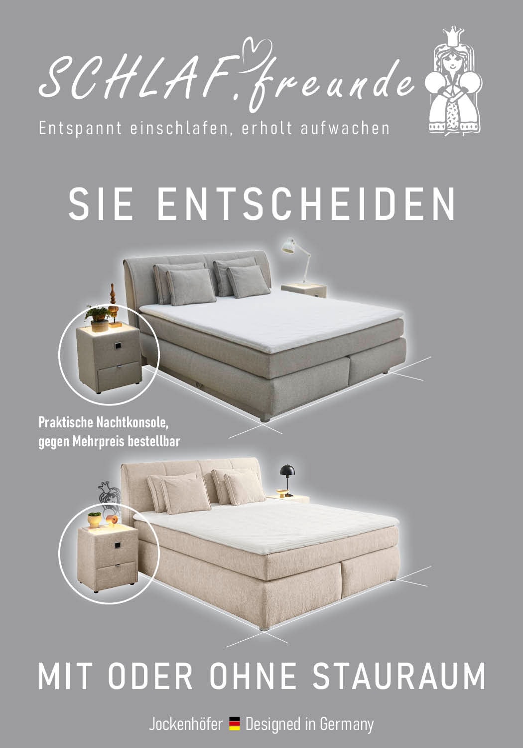 Jockenhöfer Gruppe Boxspringbett »CARLA, wahlweise mit Bettkasten, Inkl. Topper & 4 Kissen« wahlweise mit Chenille oder Webstoff bezogen, 160x200cm oder 180x200