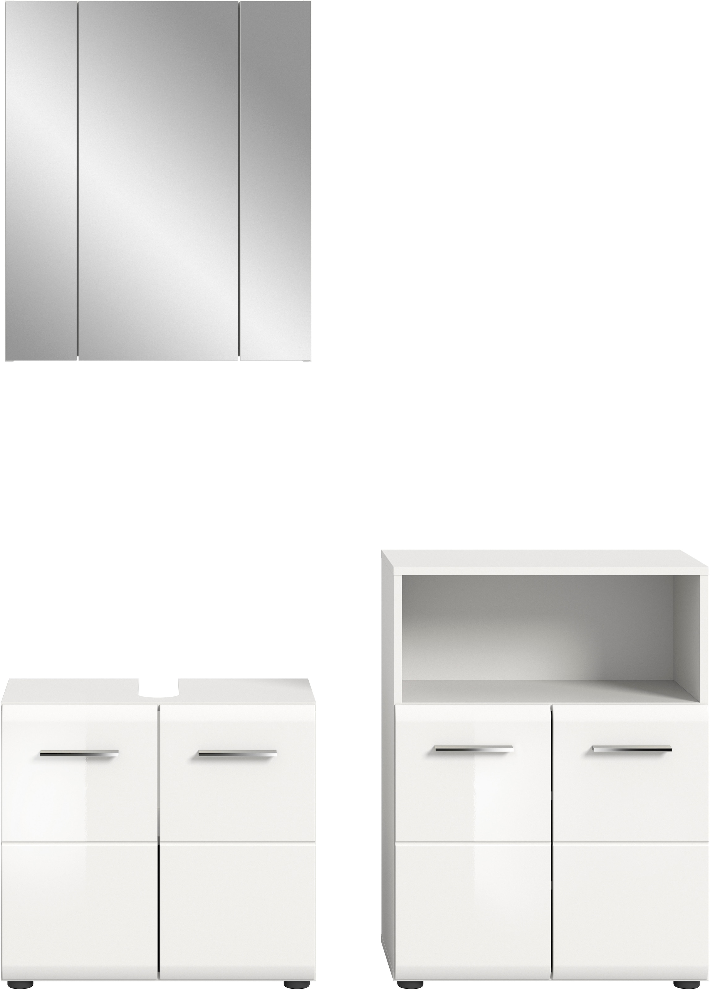 INOSIGN Ensemble de meubles de salle de bain »FLORENZ, TOPSELLER!, 3-teilige Badkombination, hochwertige MDF-Front« Set, best. aus: Waschbeckenunterschrank, Spiegelschrank, Midischrank breit, 