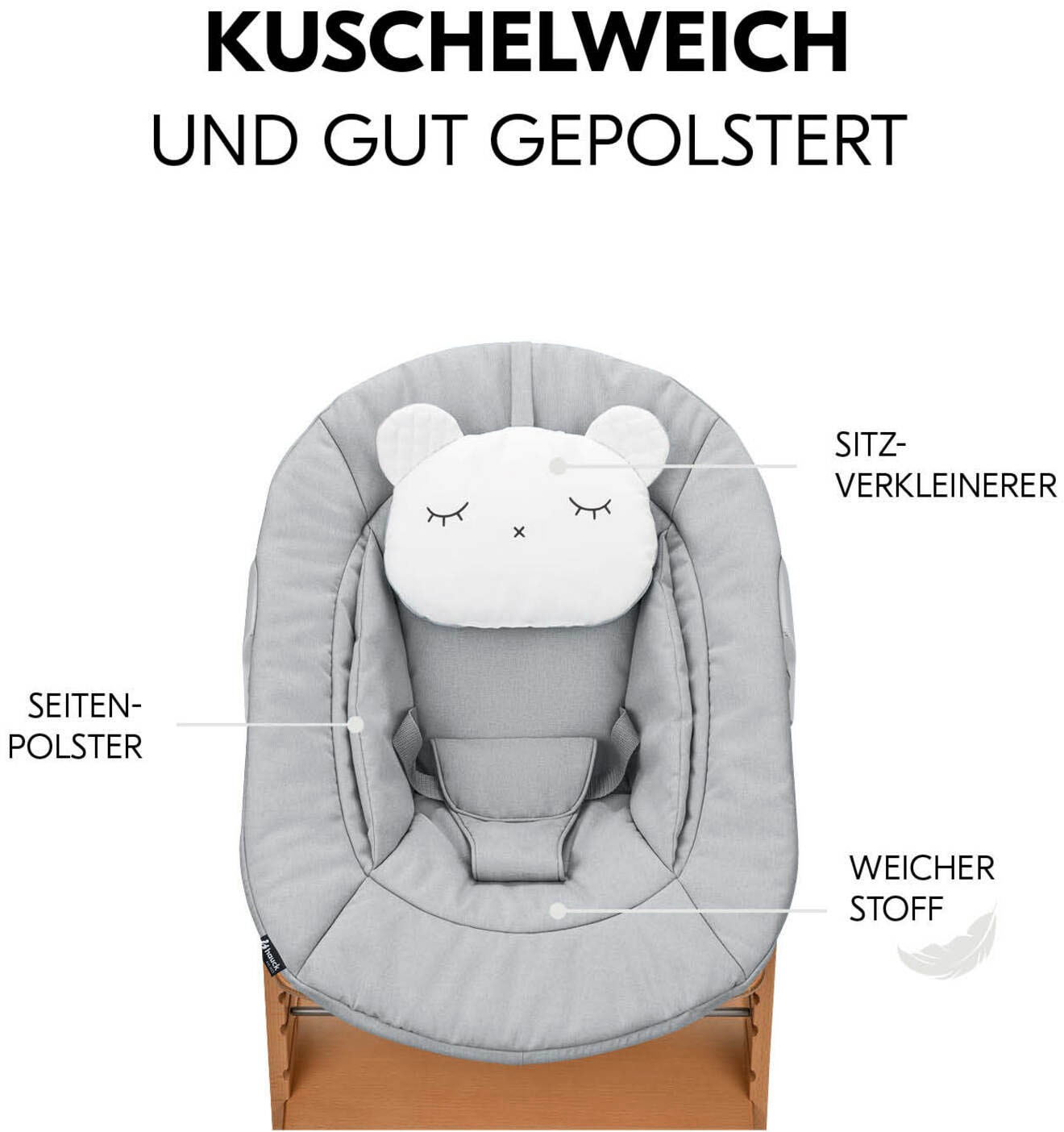 Hauck Hochstuhl »Alpha Newborn Pre, Nature Grey« () mit Newborn Aufsatz; FSC® - schützt Wald