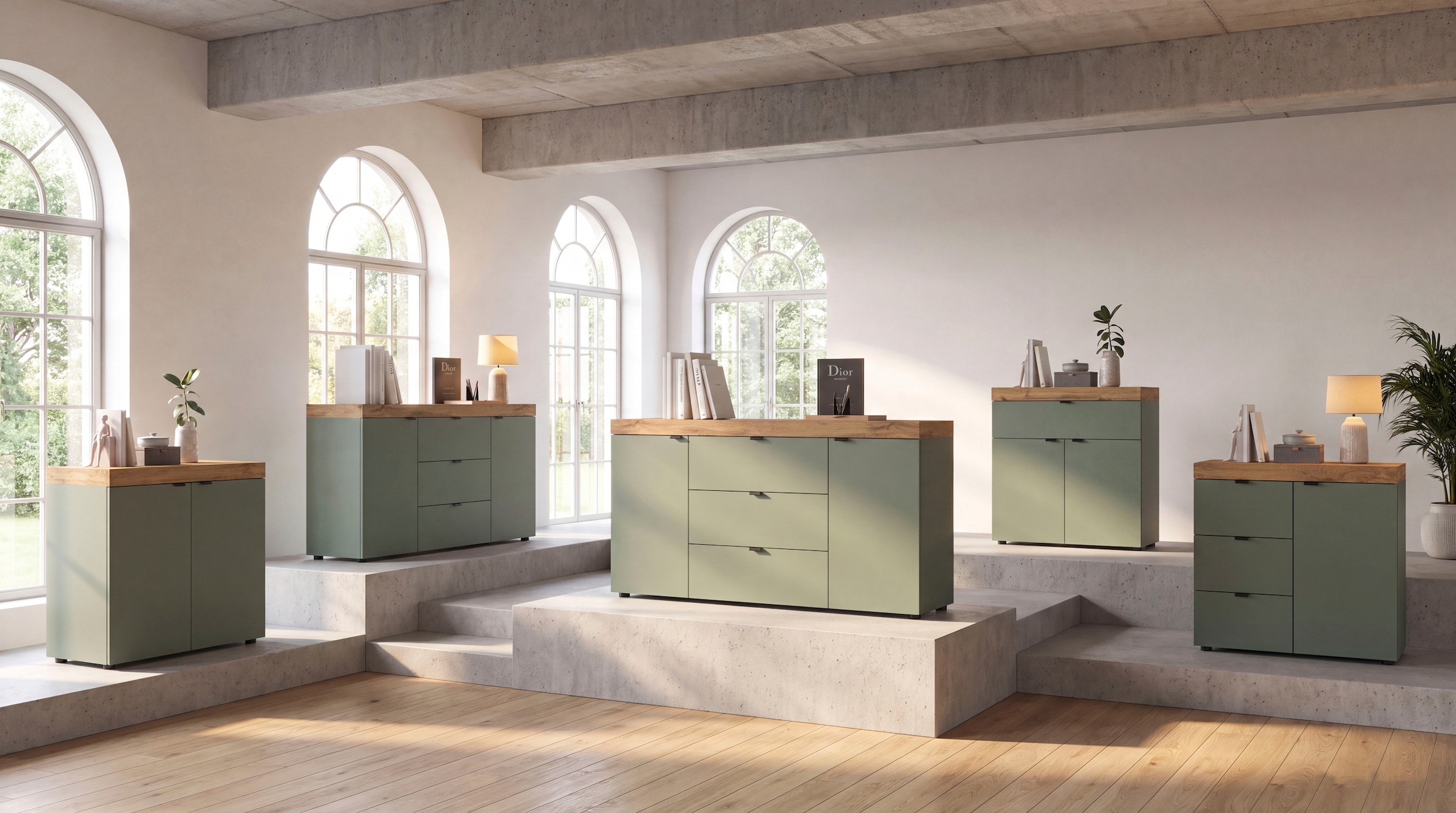 GOODproduct Lowboard »MAMBO II, Breite 200 cm, 4 Klappen, 4 Fächer« 1 Stk. tlg. Lowboard, TV Unterschrank, TV-Schrank, Wohnzimmer