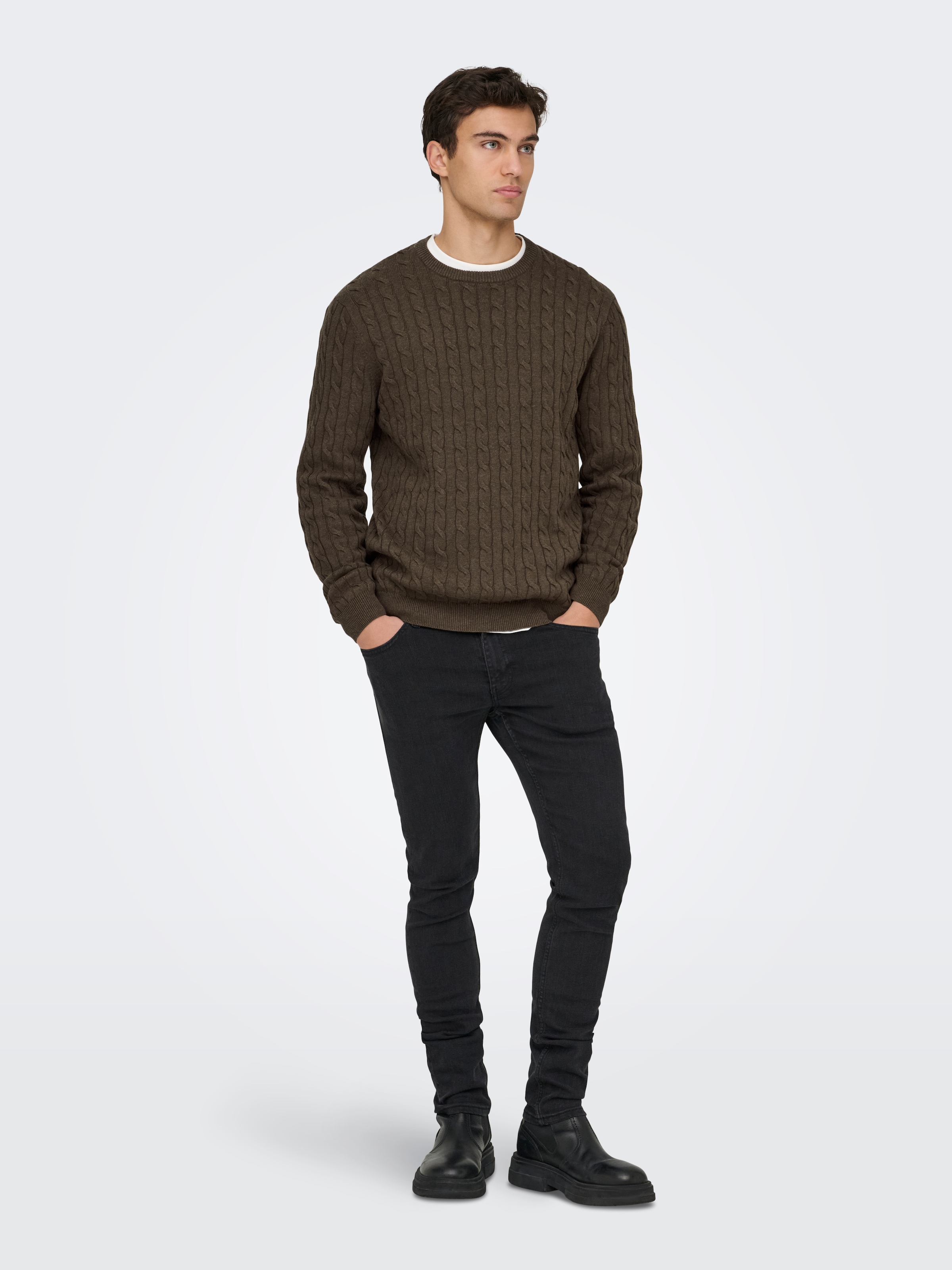 ONLY & SONS Pull en tricot »ONSLOUI REG 12 CABEL CREW KNIT NOOS«