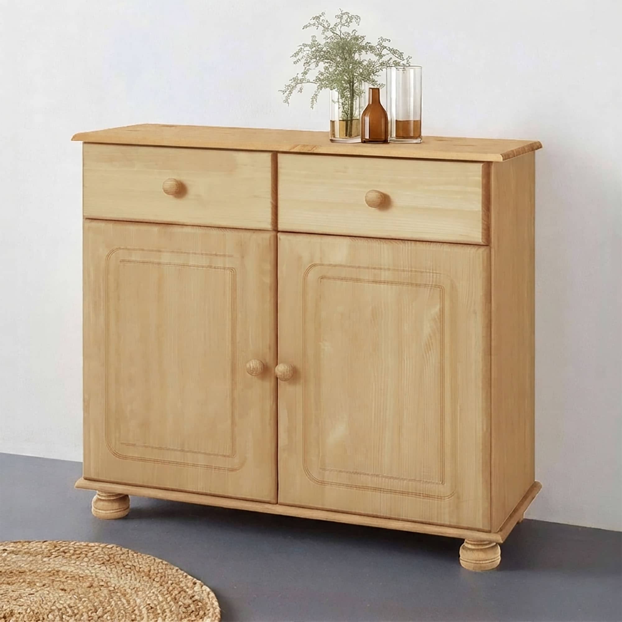 GOODproduct Buffet »Mette Kommode mit 2 Türen & 1 Schubladen, die optisch geteilt ist« Commode avec pieds usinés en forme de boule, 2 portes et 1 tiroir