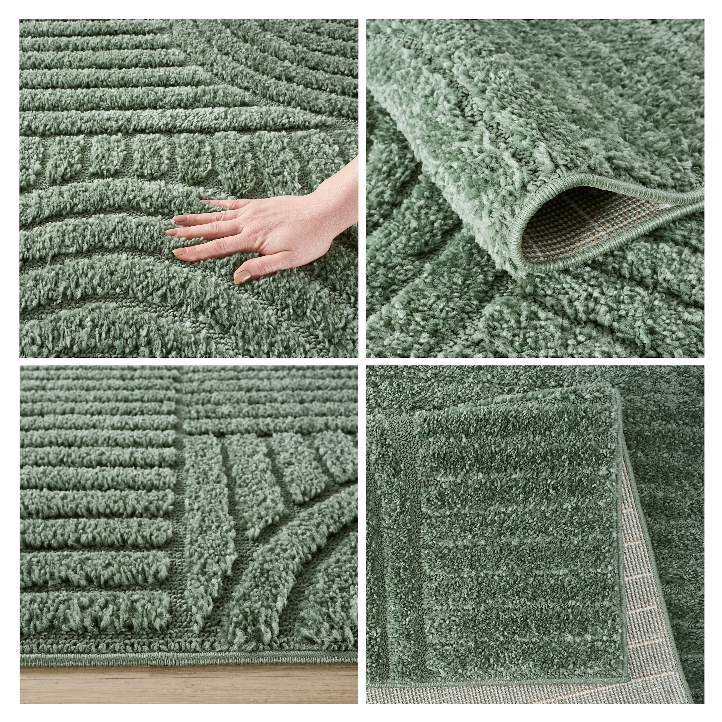 GOODproduct Tapis »Jonne, Boho-Design, Scandi, Designteppich« Rectangulaire 20 mm Höhe Hoch-Tief, 3D Optik, skandinavischer Stil, Wohnzimmer, Schlafzimmer