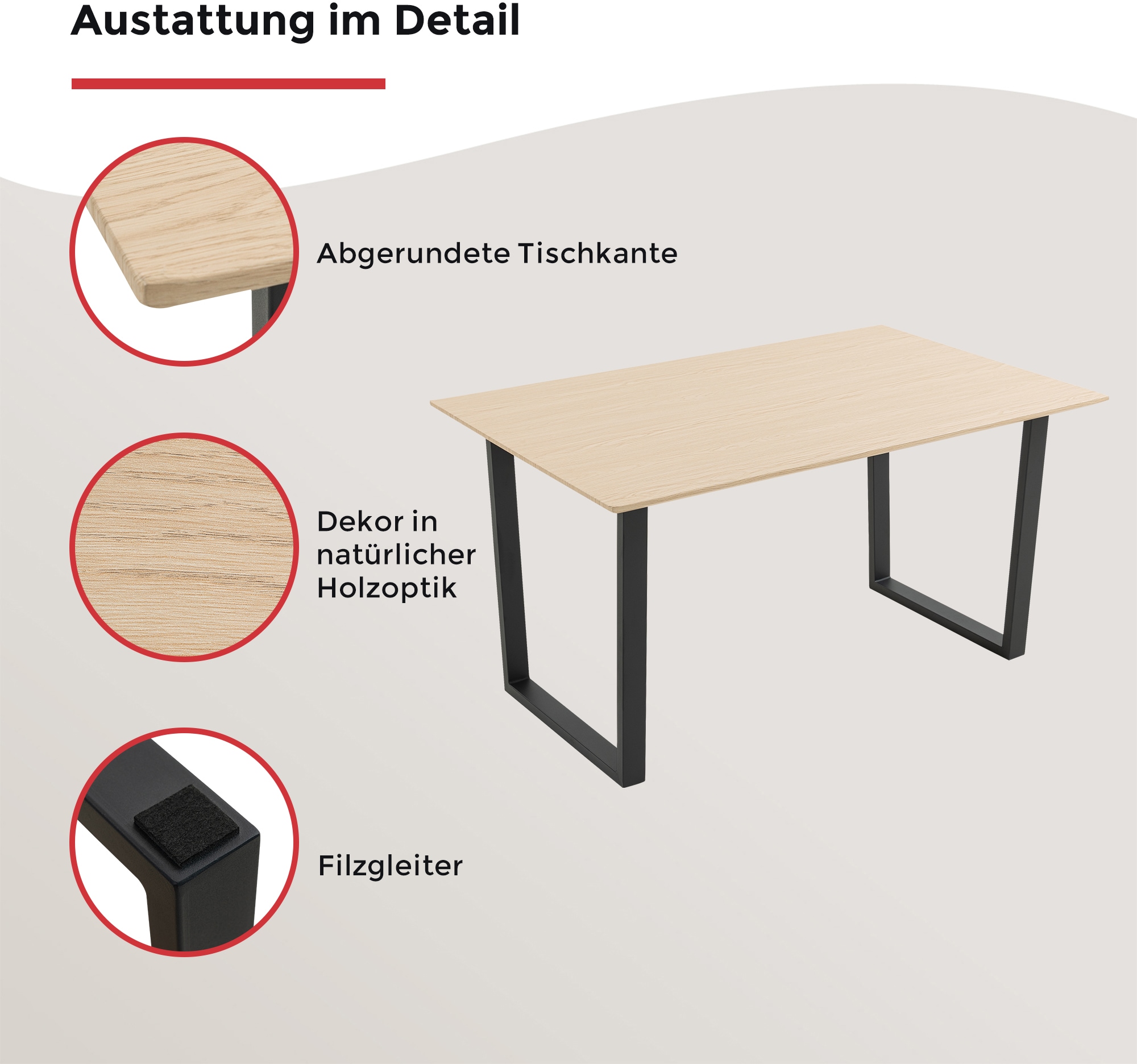 Duo Collection Table de salle à manger »Tisch Nala« 1 cuis tlg. structure métallique stable
