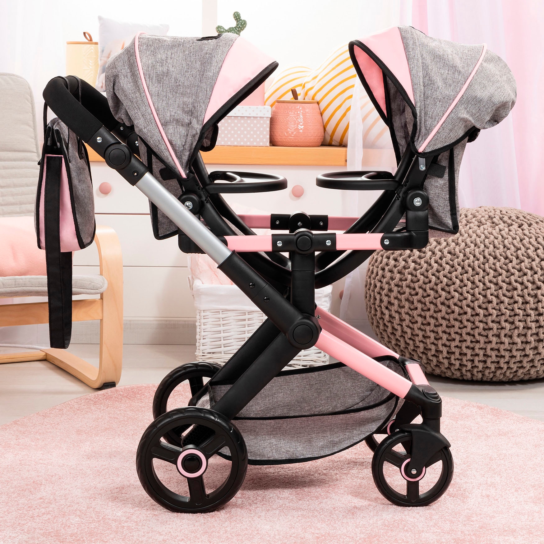 Bayer Puppen-Zwillingsbuggy »Xeo Twin« mit Wickeltasche