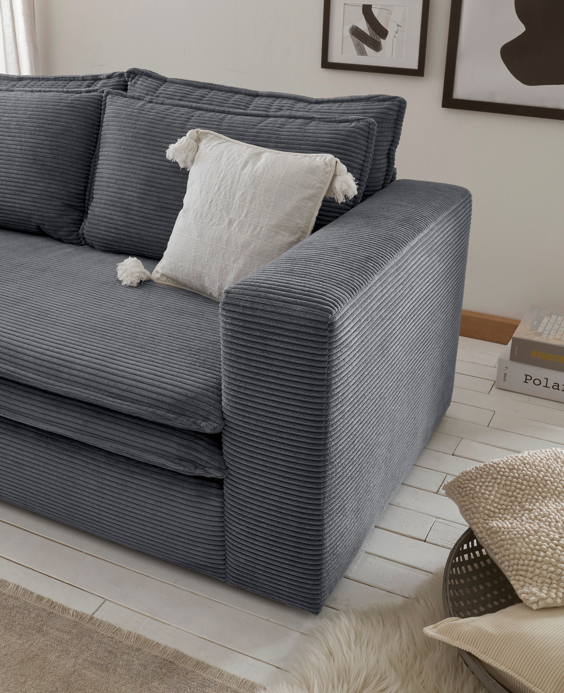 Home affaire Sitzgruppe »PIAGGE« 2 Stk. tlg. 3-Sitzer-Sofa mit Bettfunktion und Loveseat-Hocker im Set