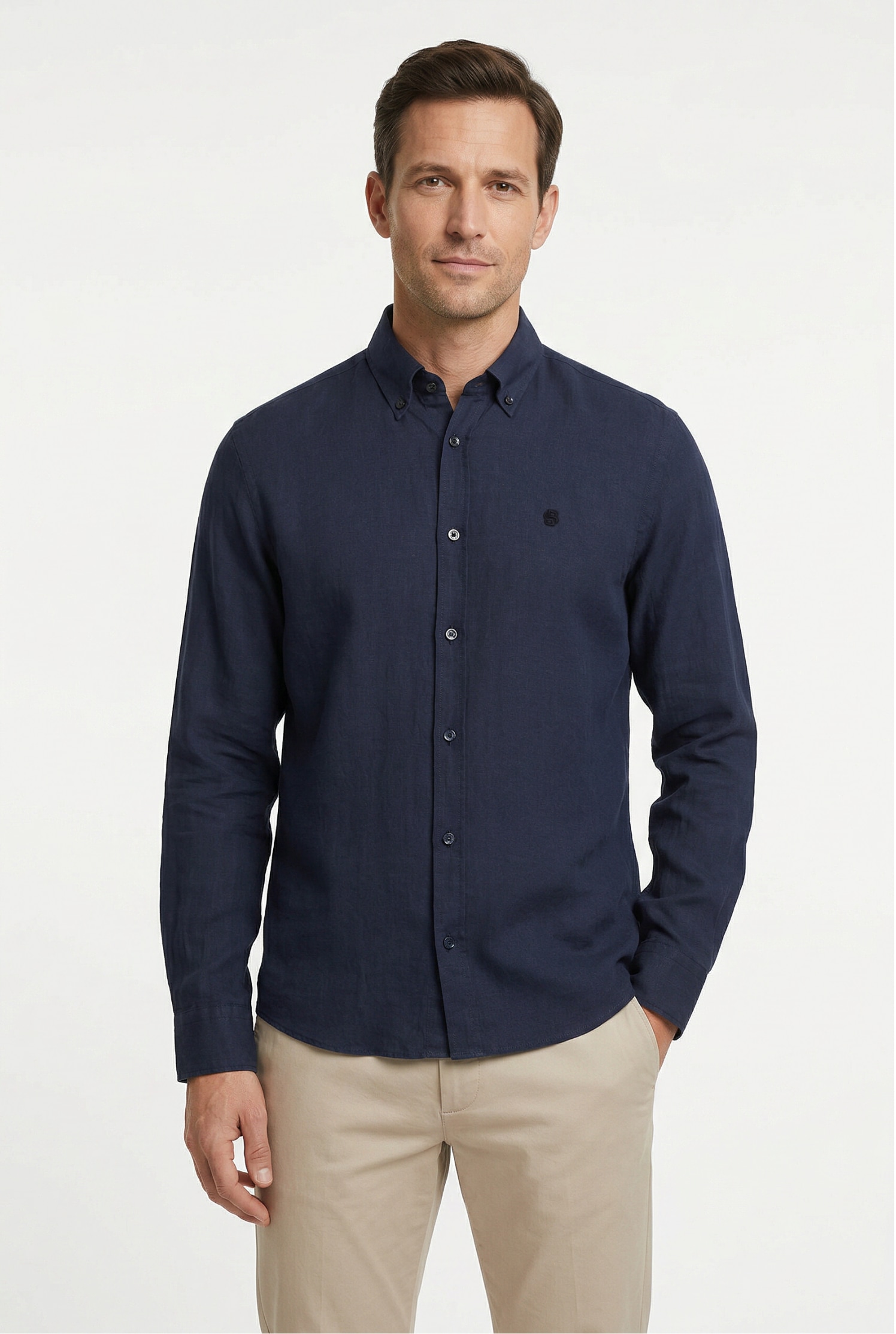 BOSS Leinenhemd »LIAM« 100% Leinen mit Button-Down-Kragen, regular fit