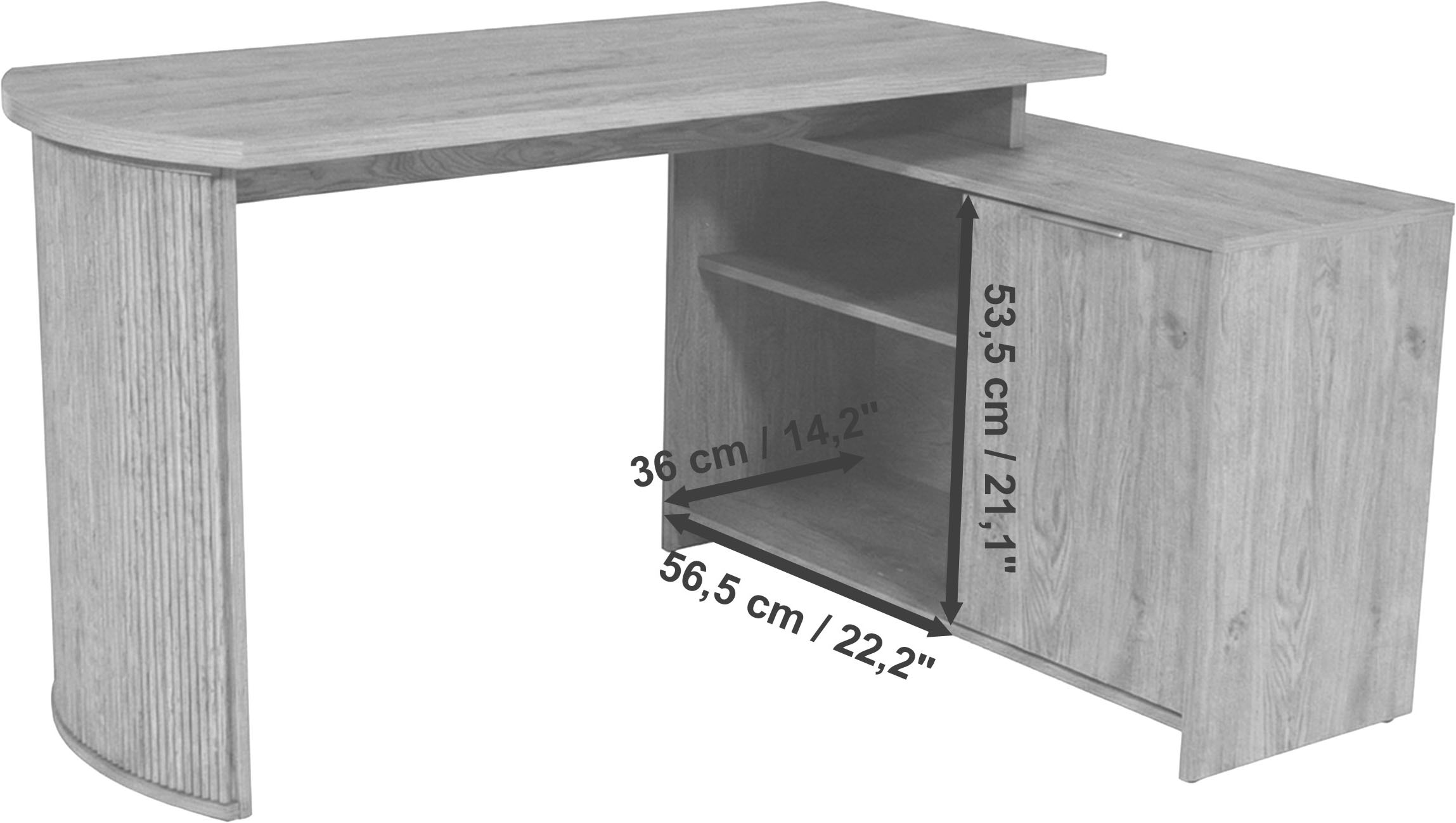 Jahnke Bureau d'angle »MOON C 14 E« Bureau d'angle, montage réversible, 2 compartiments, largeur : 140 cm